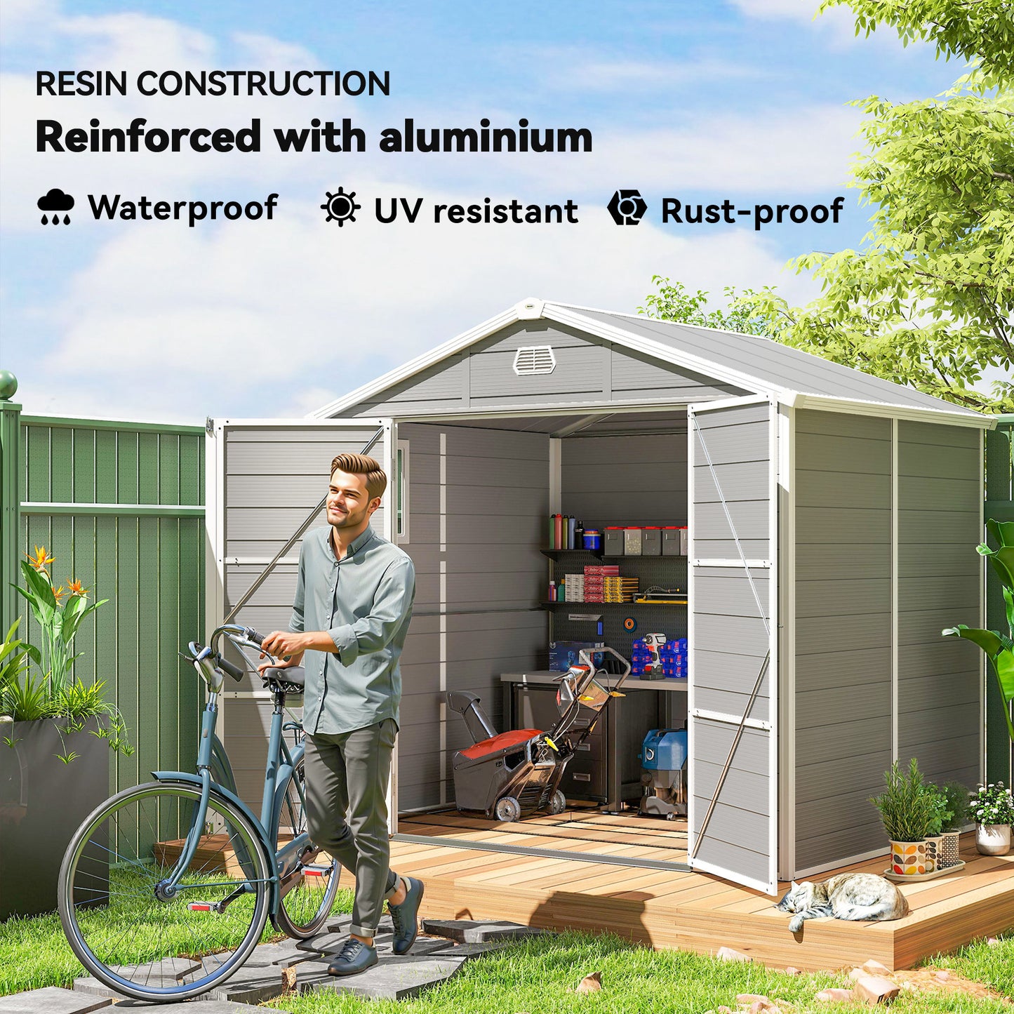 7.9ft x 6.2ft Aluminium Frame Rust Resistance Waterproof Shed