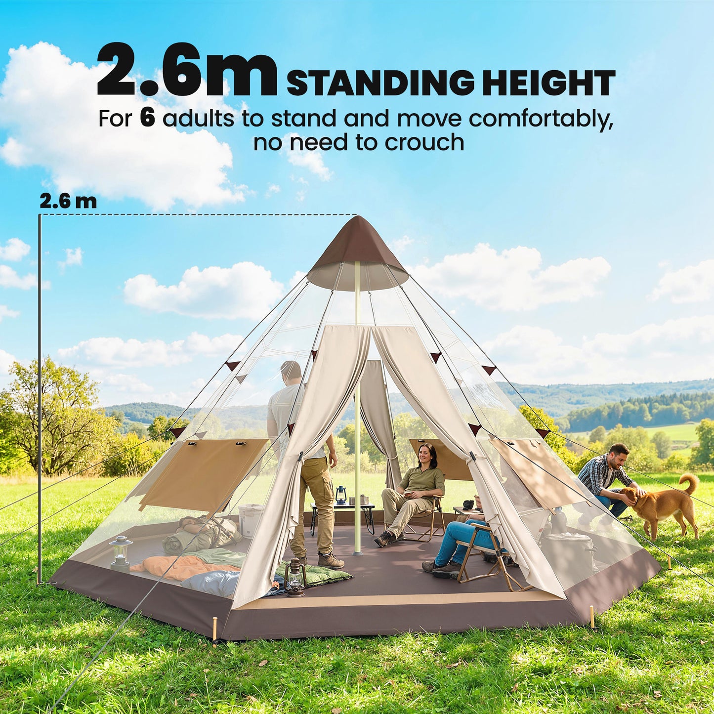 6 Men Tipi Tent with Carry Bag