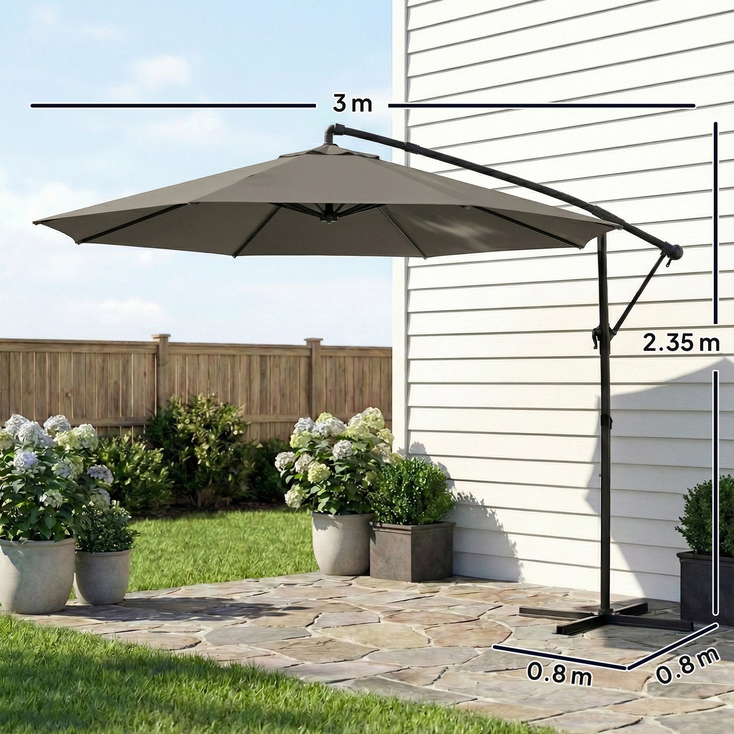3 m Garden Cantilever Parasol with Cover