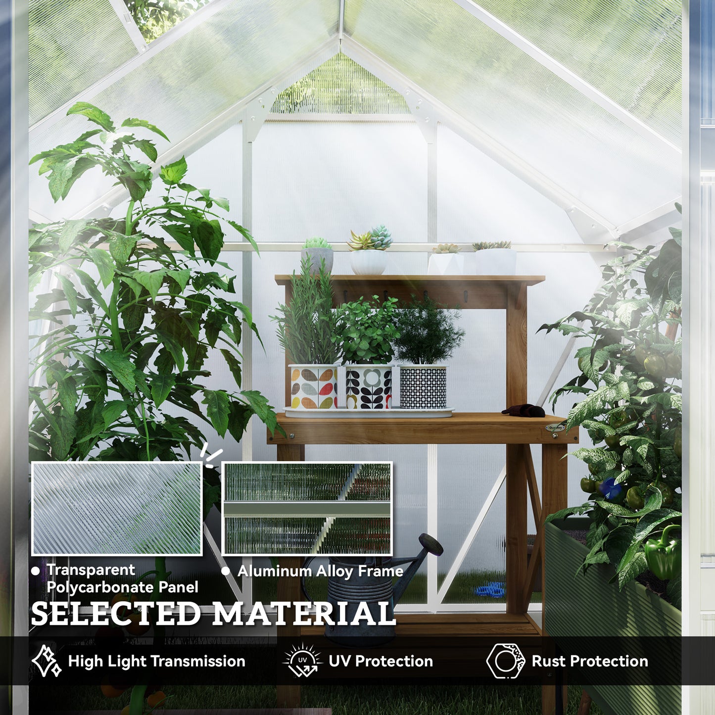 6 x 6ft Polycarbonate Greenhouse (2)