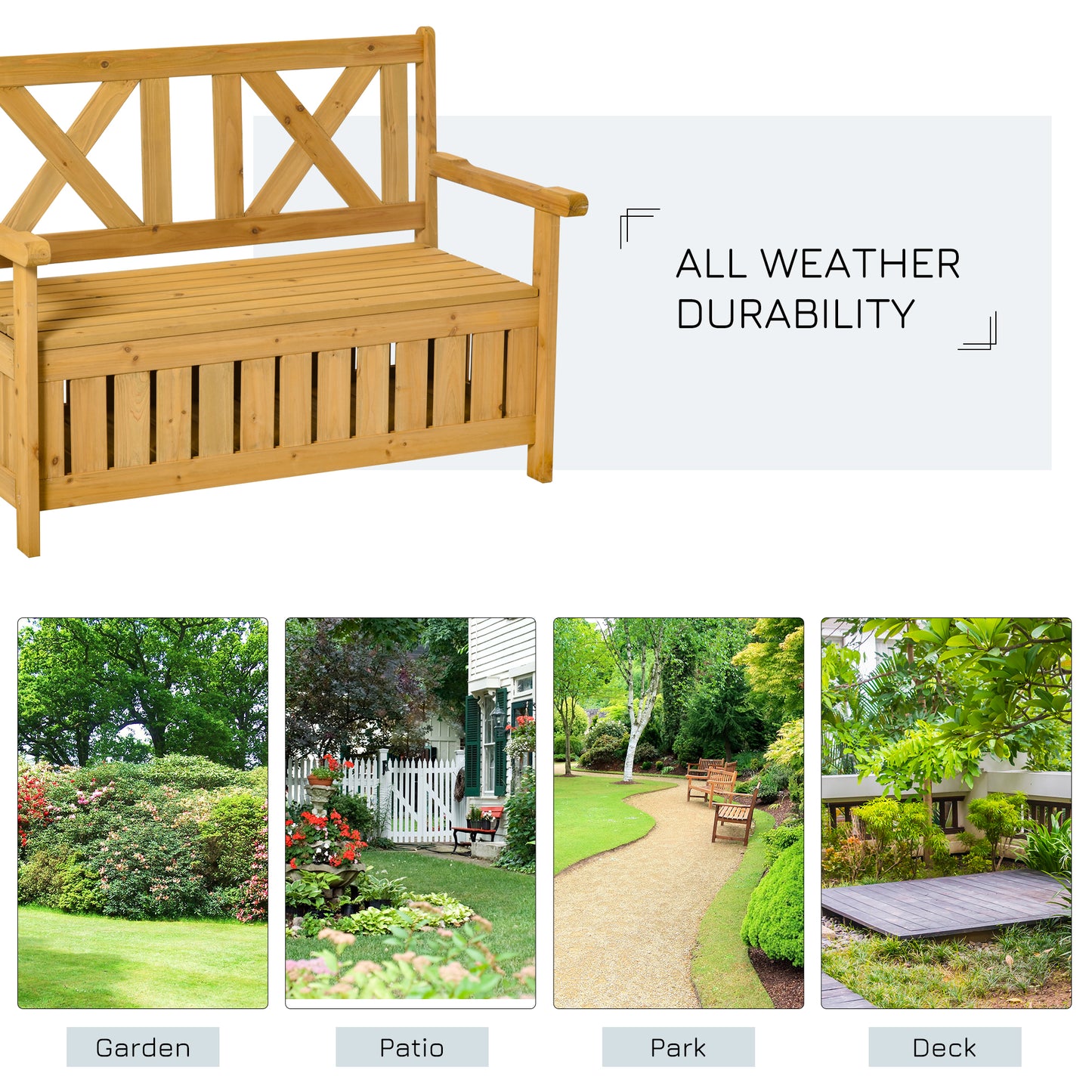 2-Seater Garden Storage Bench