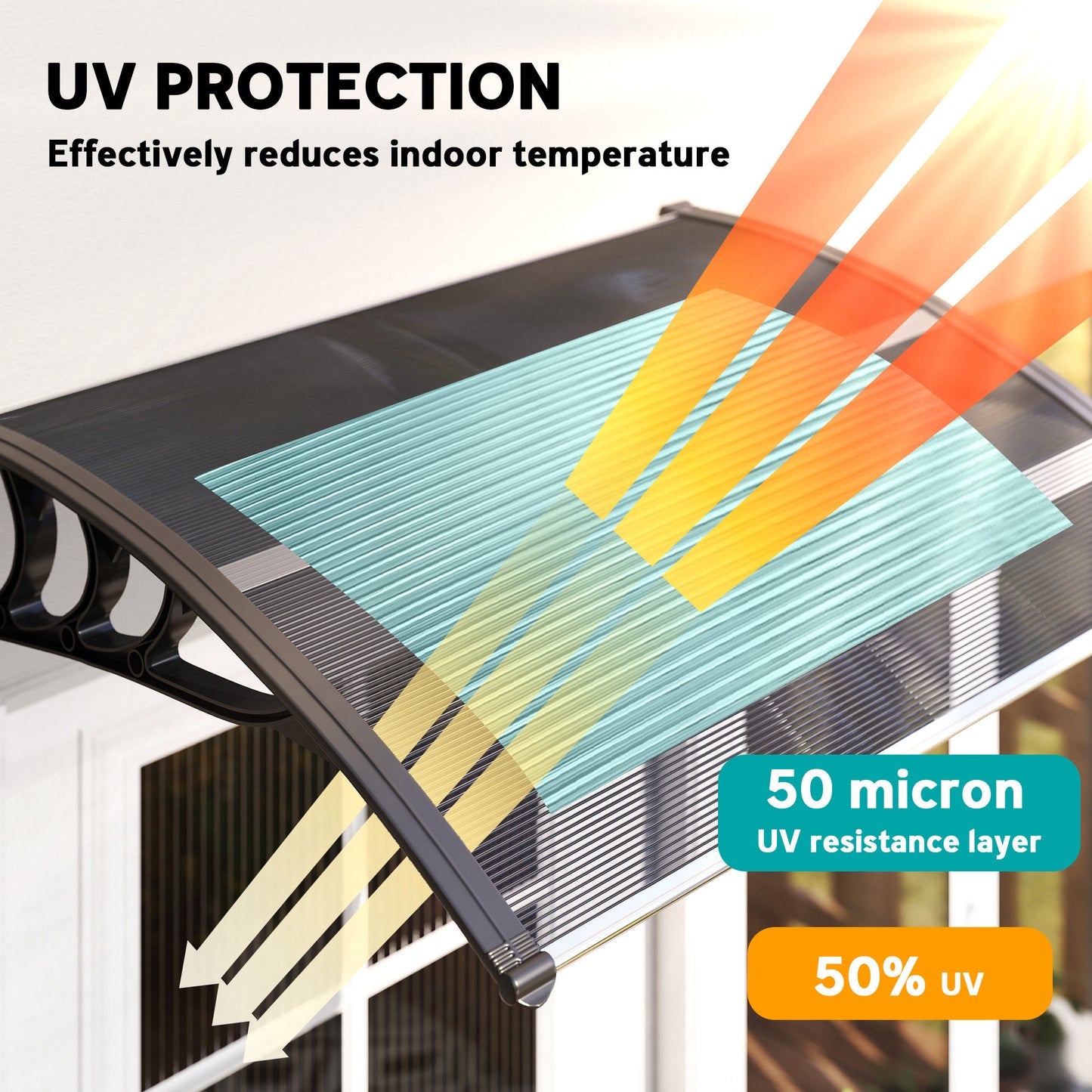 Front Door Canopy Outdoor Awning Aluminium Rigid Plastic (2)