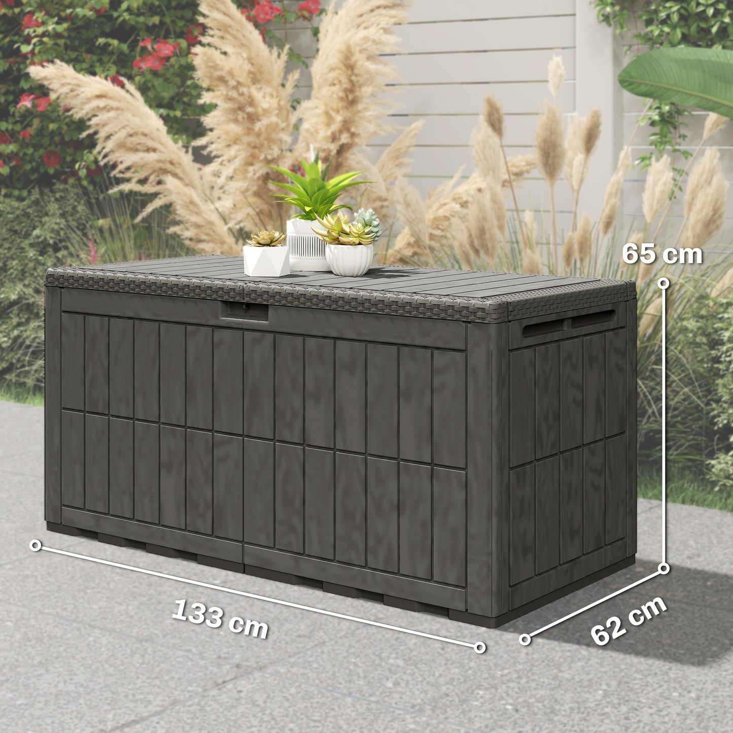 440L Garden Storage Box, Waterproof & UV Resistant Resin Deck Box