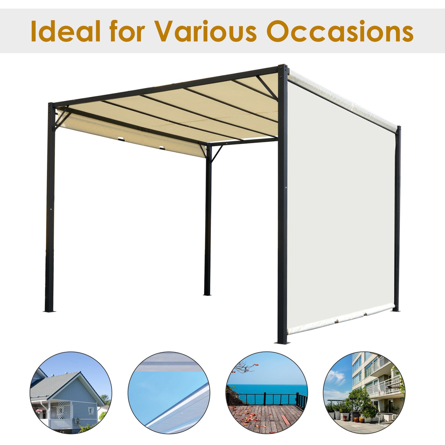 Metal Pergola With Canopy Sliding Pergola Canopy 3Lx3Wx2.3H m