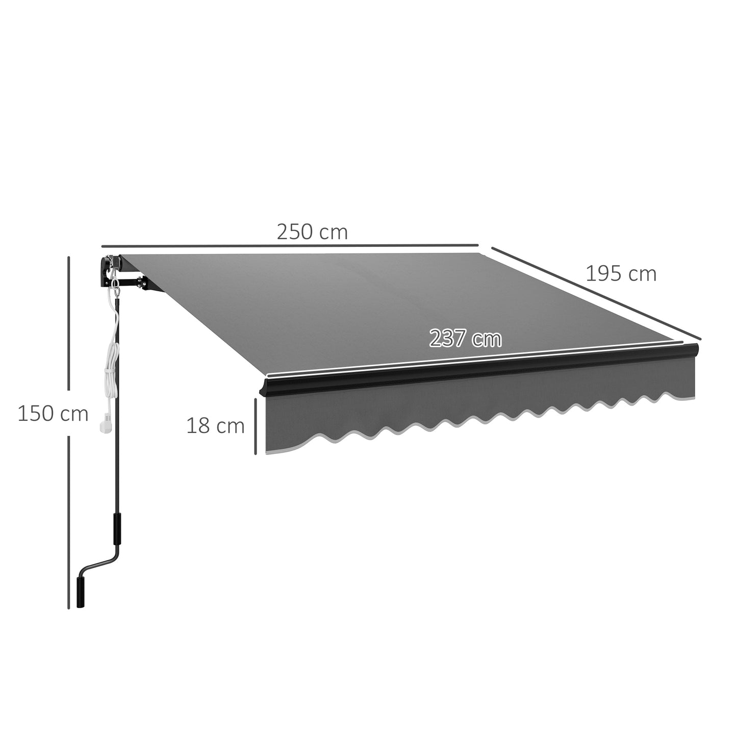 2.5 x 2m Electric Awning with LED Light and Remote Controller