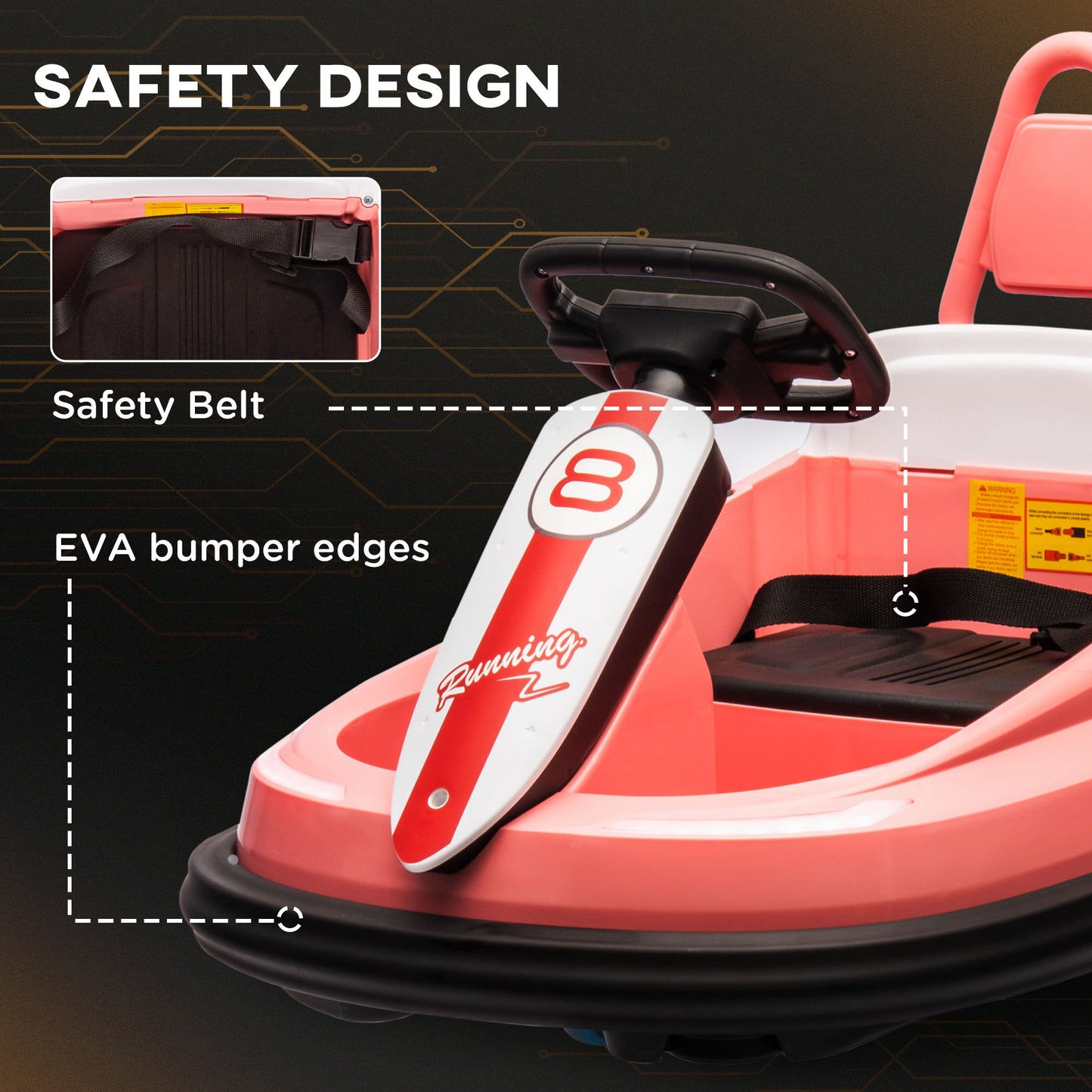 6V Electric Kids Bumper Car, 6V Spin Waltz Car, with Music, Horn