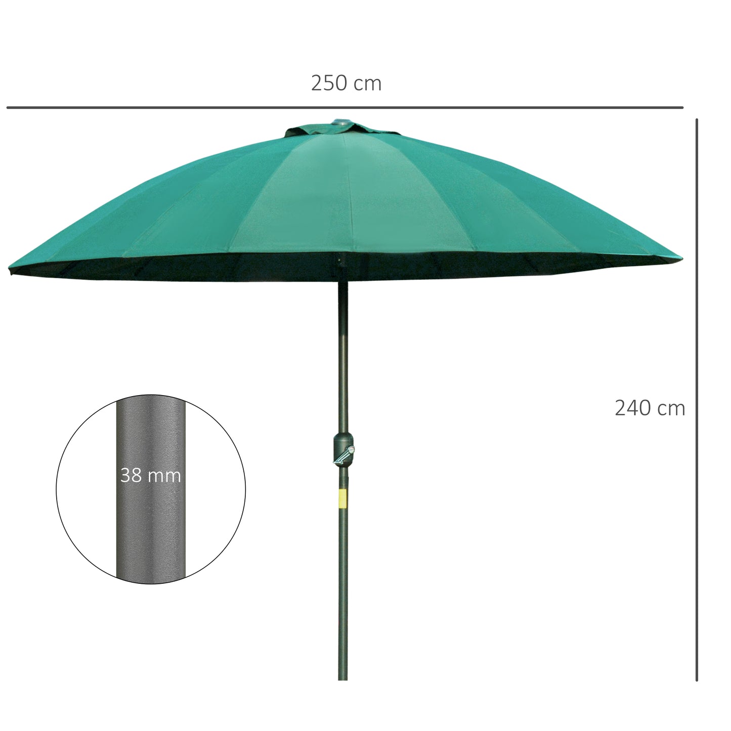 2.5m Shanghai Garden Parasol Umbrella with Crank & Tilt (1)