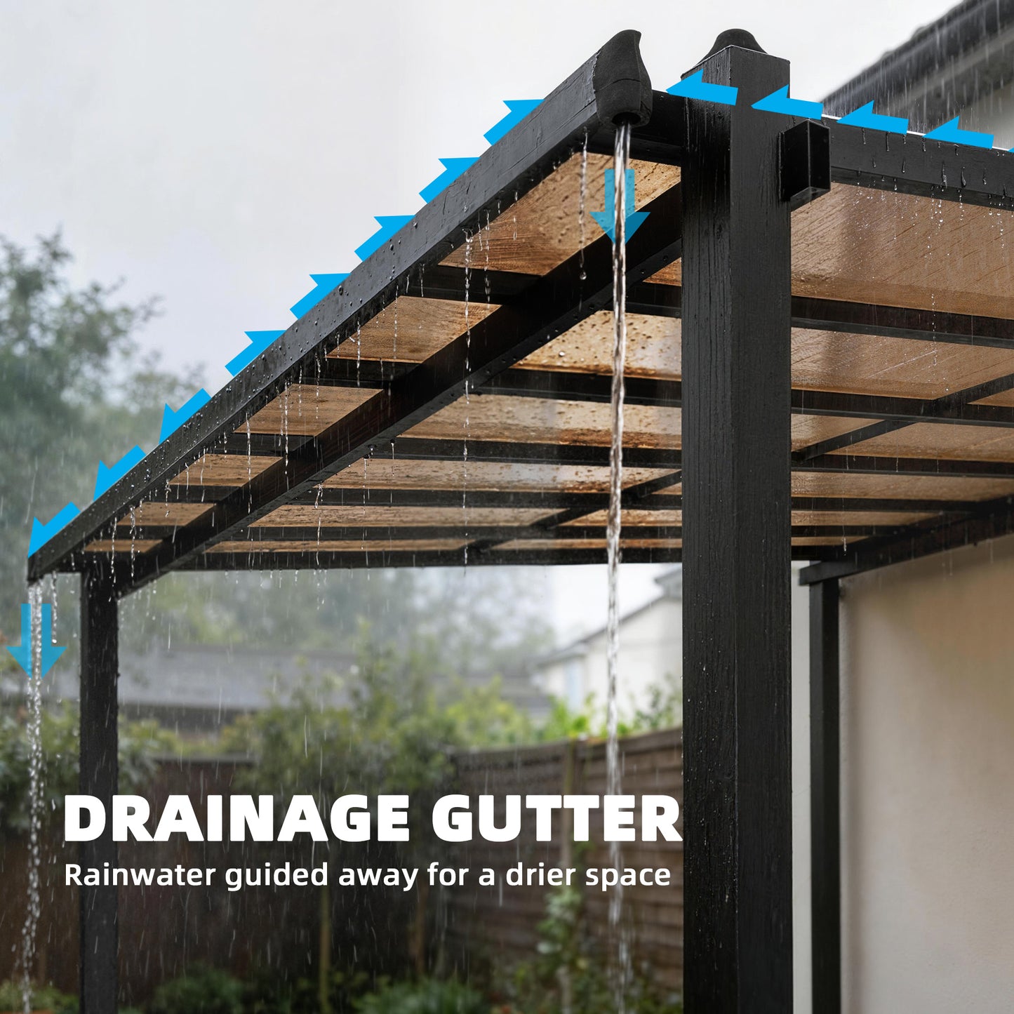 3.6 x 3 m Lean to Garden Pergola with PC Roof
