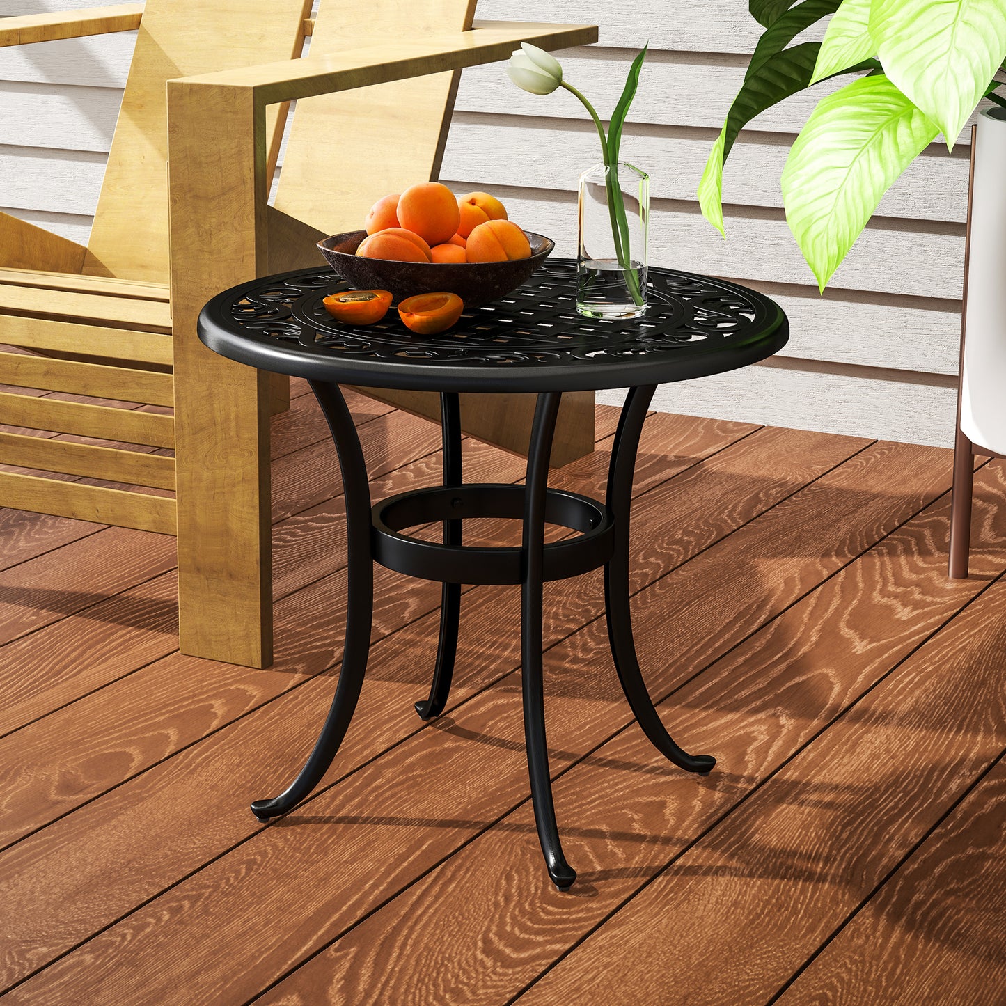 Outdoor Garden Table, Cast Aluminium Patio End Table