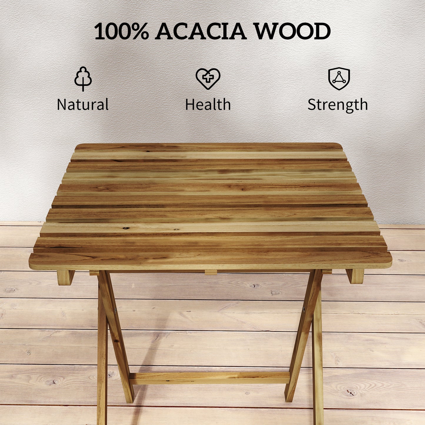 Outdoor Coffee Table Foldable Wooden Garden Table for Patio Balcony