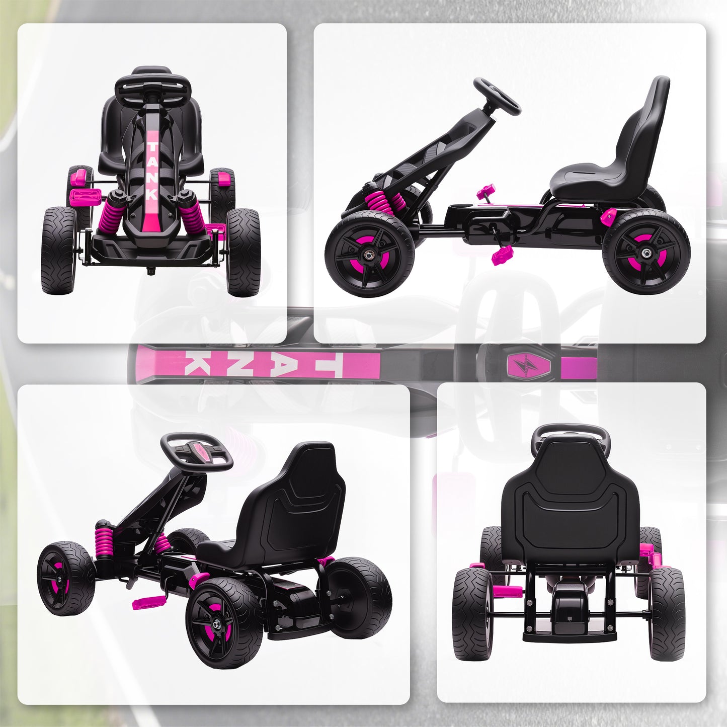 Pedal Go Kart for Kids Aged 3-6 Years, with Freewheel System, Brake