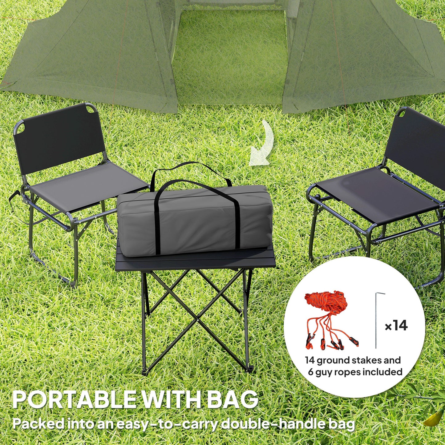3 Man Camping Tent with Living Area and 2 Bedrooms