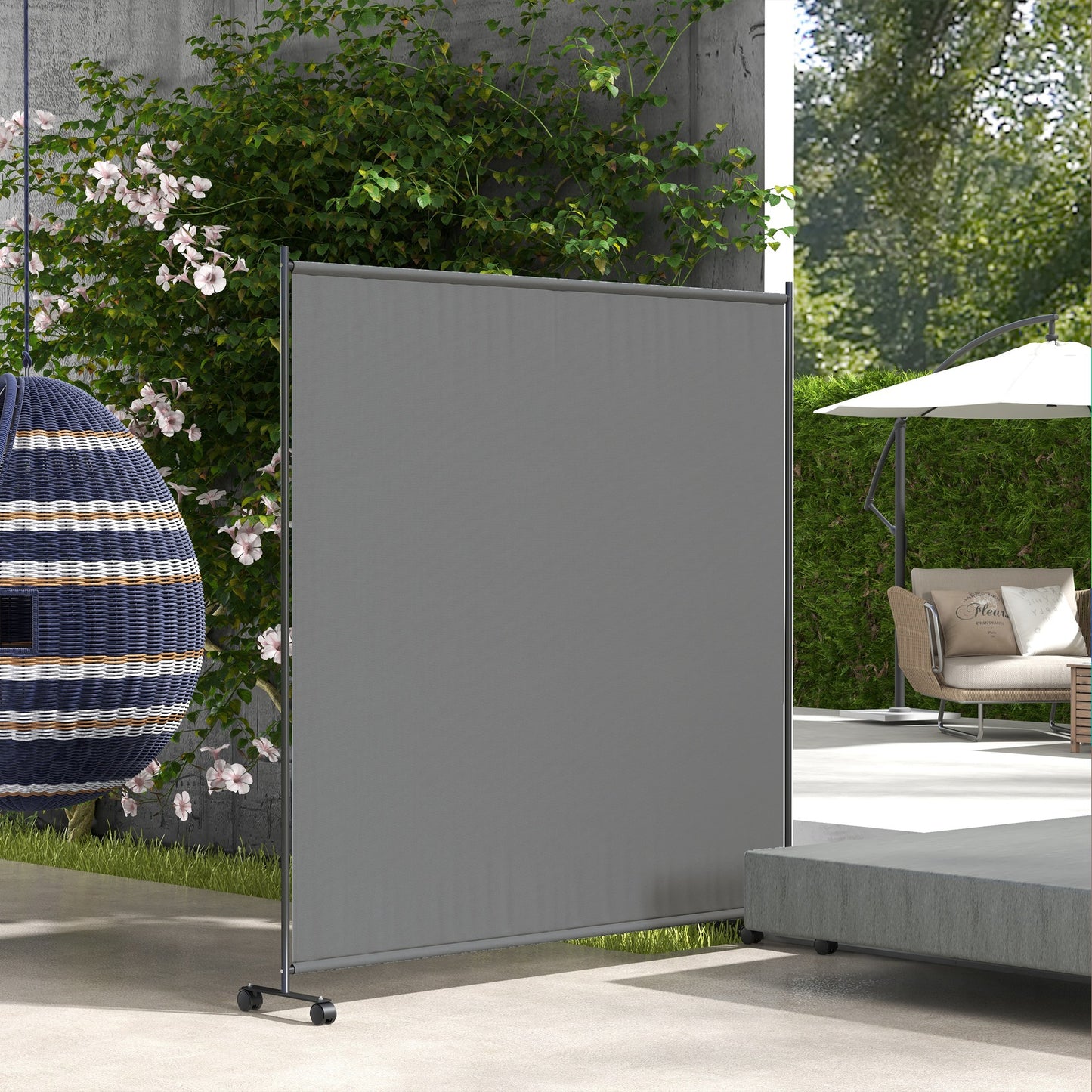 183 x 181cm Outdoor Privacy Screen, with Wheels