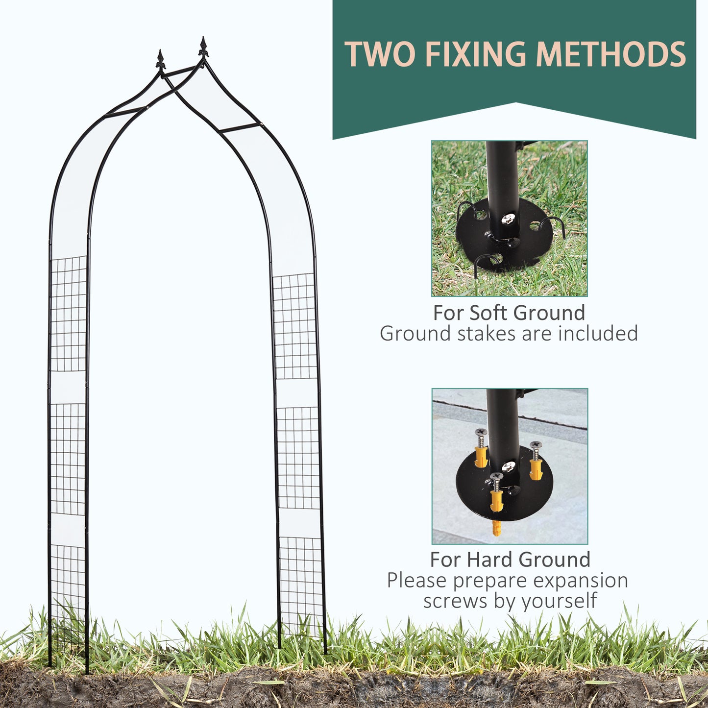 Vintage Style Steel Garden Patio Outdoor Arbor & Trellis Arch (1)