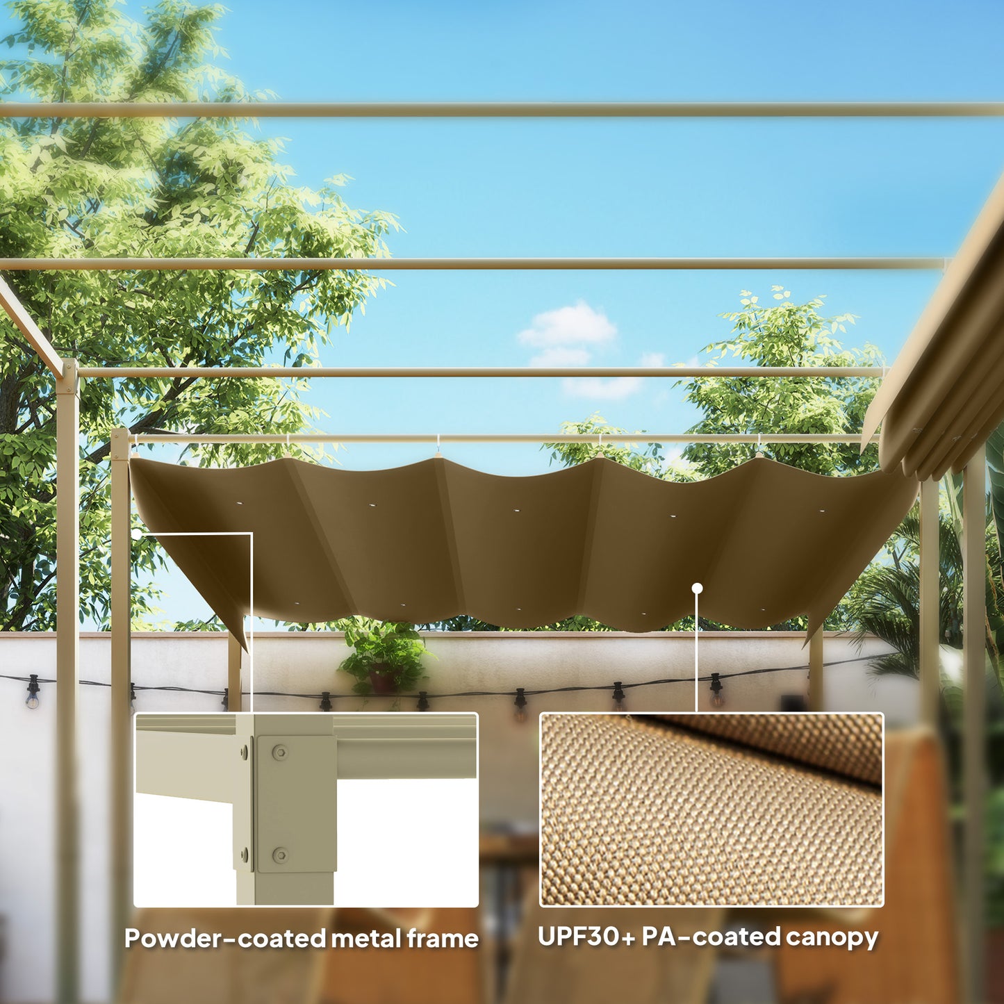 3 x 3m Retractable Roof Metal Pergola