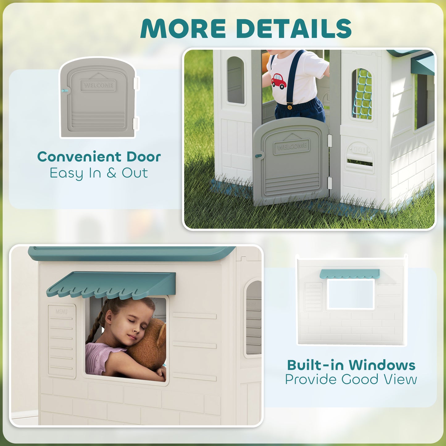 5-in-1 Playhouse for Kids Outdoor Indoor with Basketball Hoop