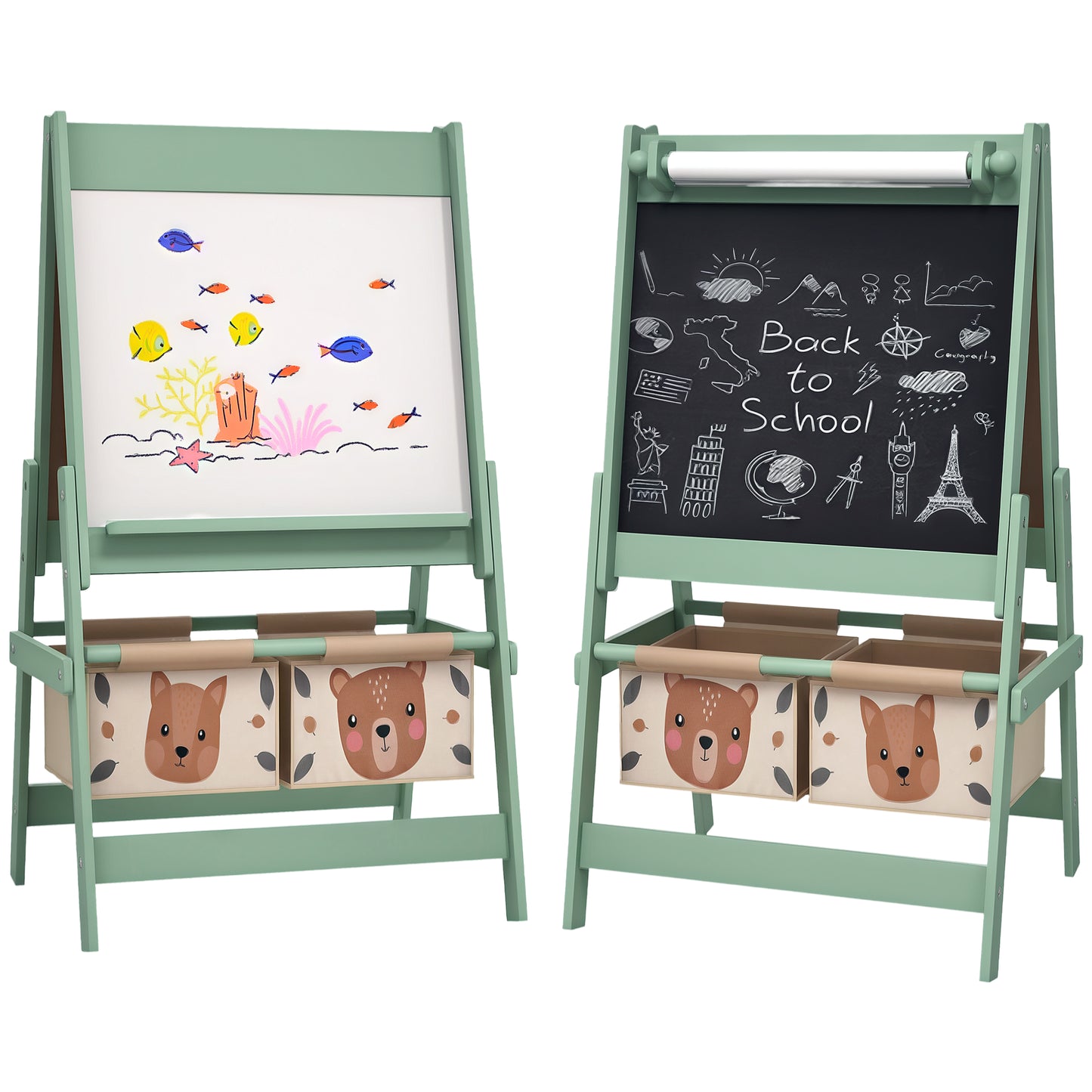 Three-In-One Kids Easel with Paper Roll, Art Easel, with Storage