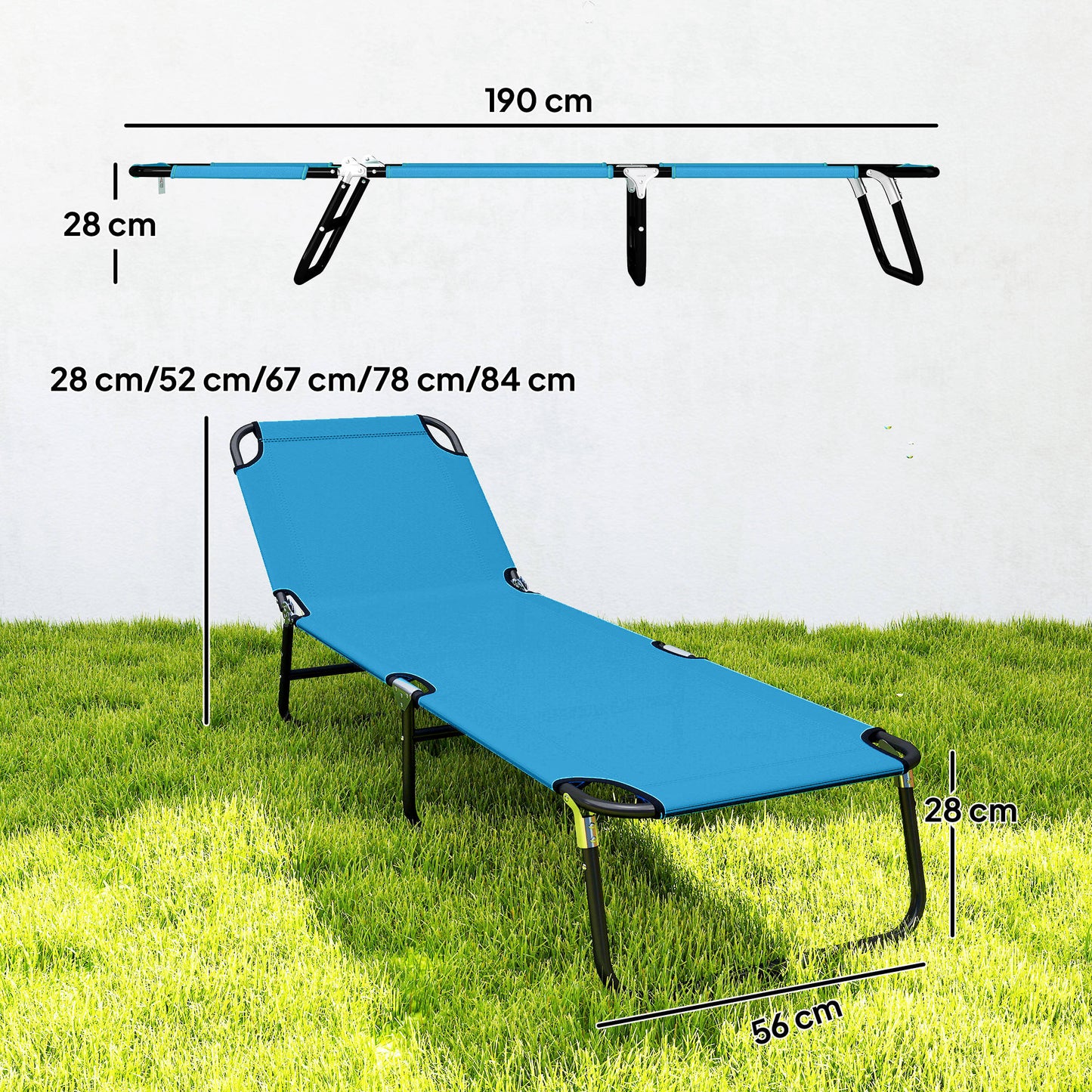 Garden Sun Lounger, with Five-Position Back (4)