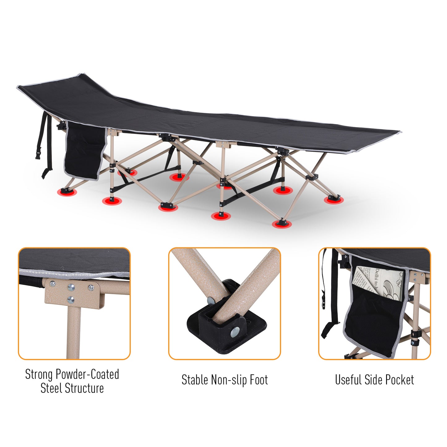 Single Person Camping Bed Folding Cot Outdoor Patio Portable