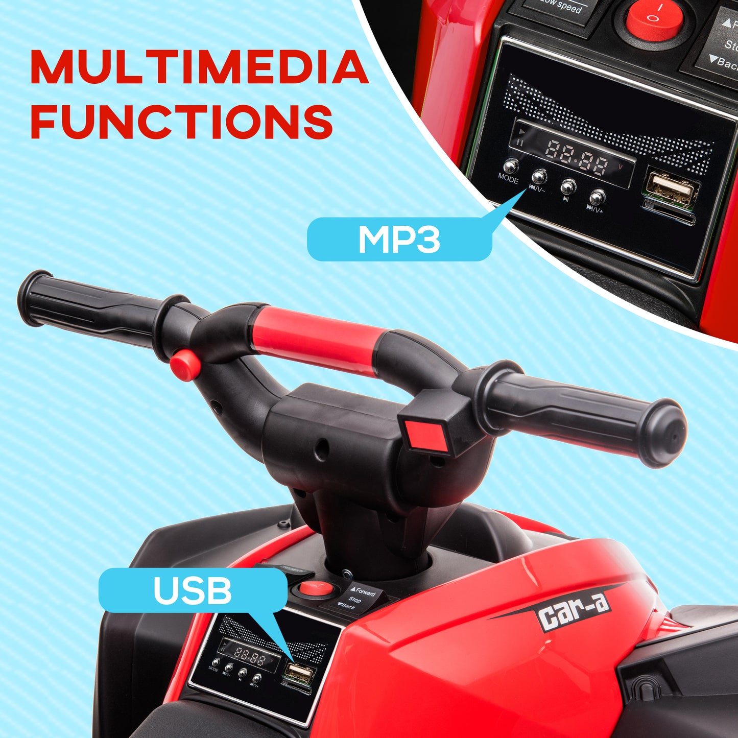 12V Ride-On Quad Bike w/ Music, Horn, for Ages 3-5 Years