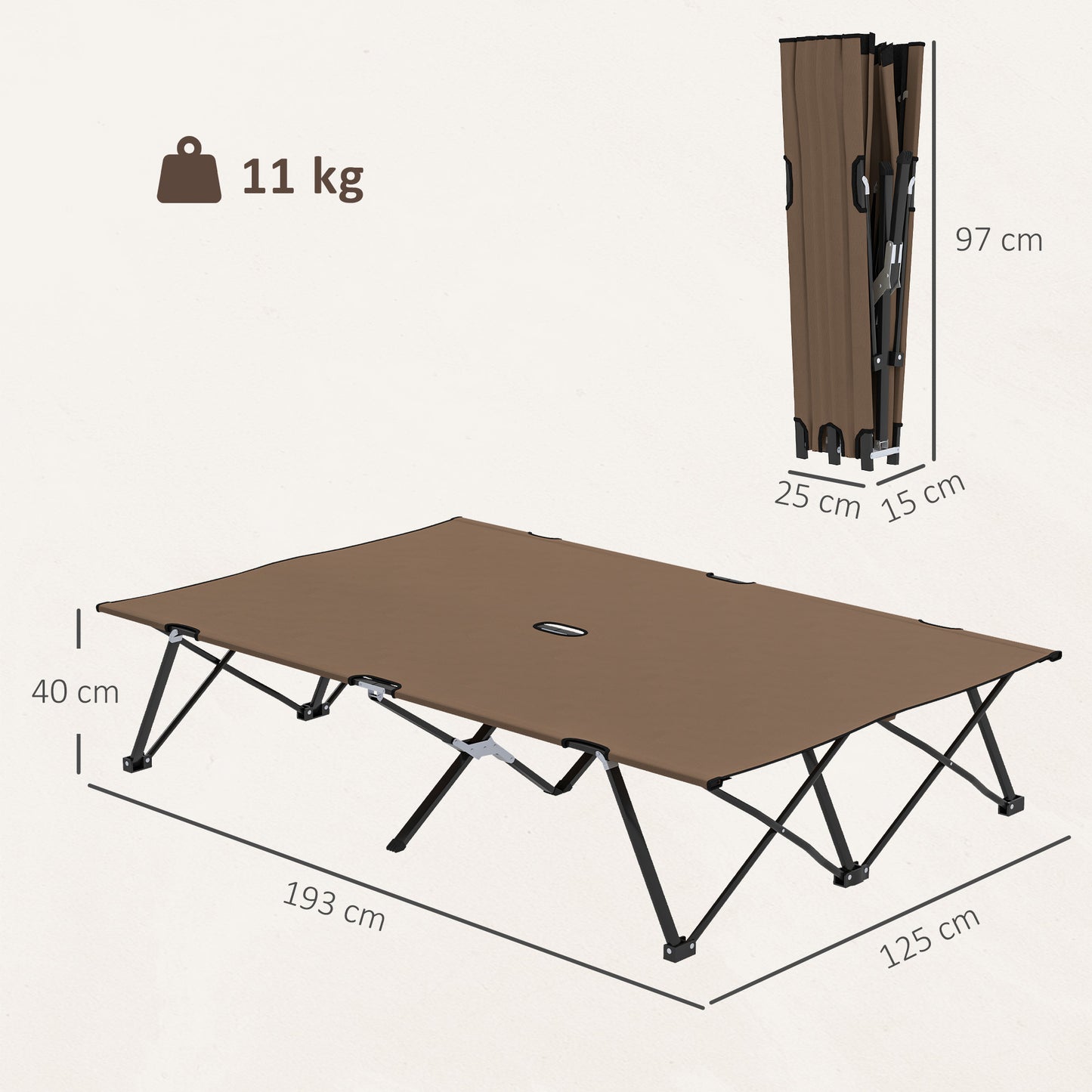 Double Camping Cot Bed, with Bag