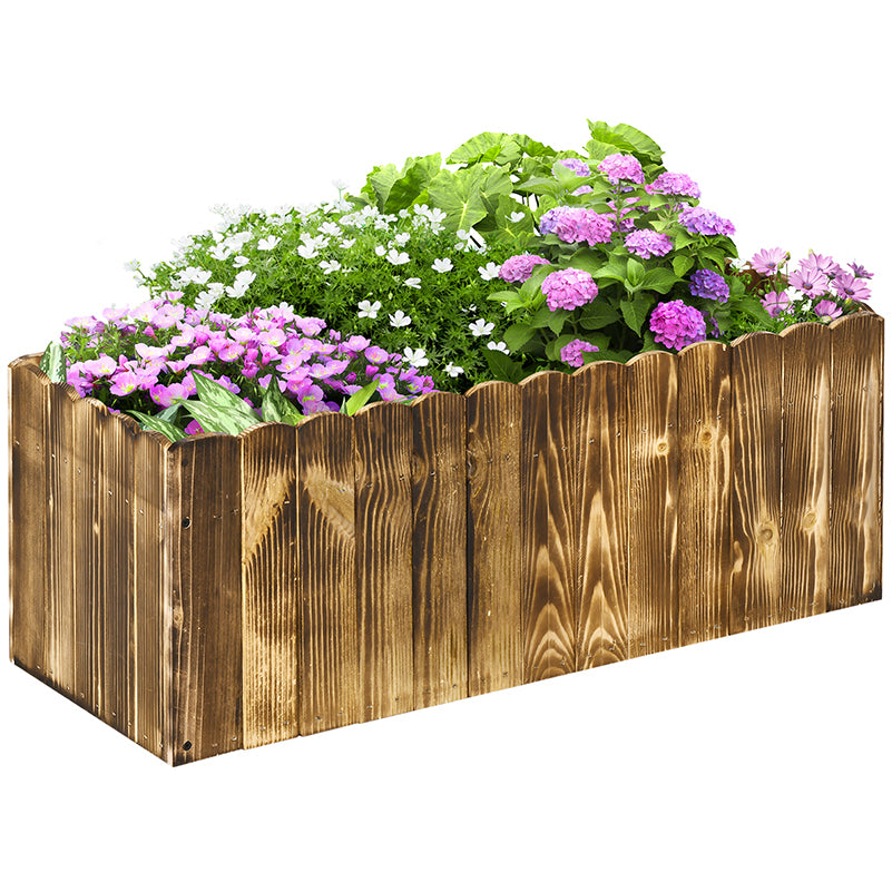 70L Raised Garden Bed, Wooden Rectangle Planter Box