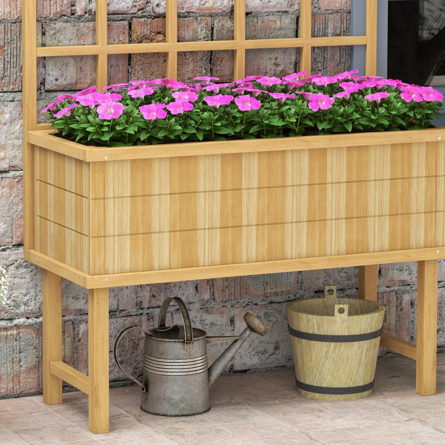 45 x 105cm Wooden Garden Planter, with Trellis