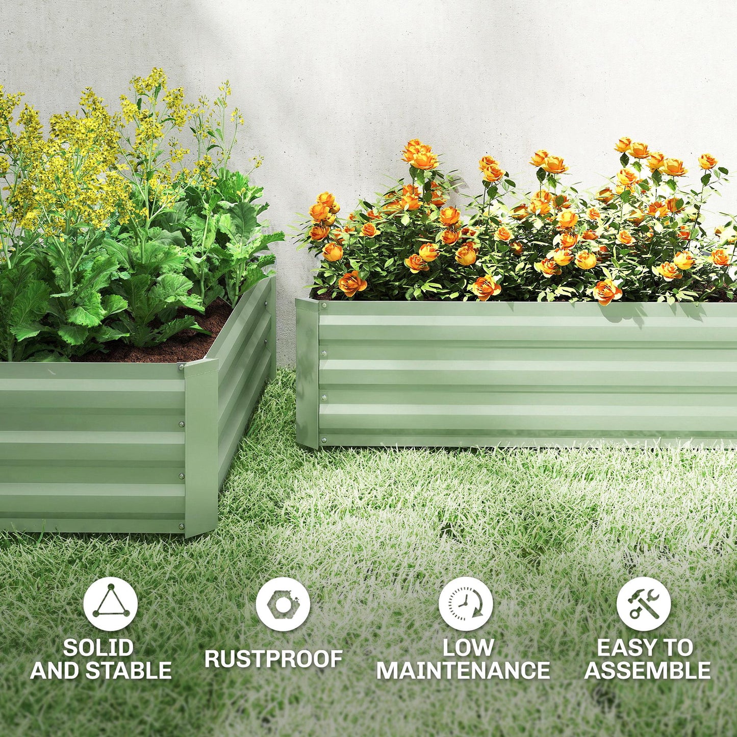 Set of Two 100 x 60cm Steel Planter Boxes (2)