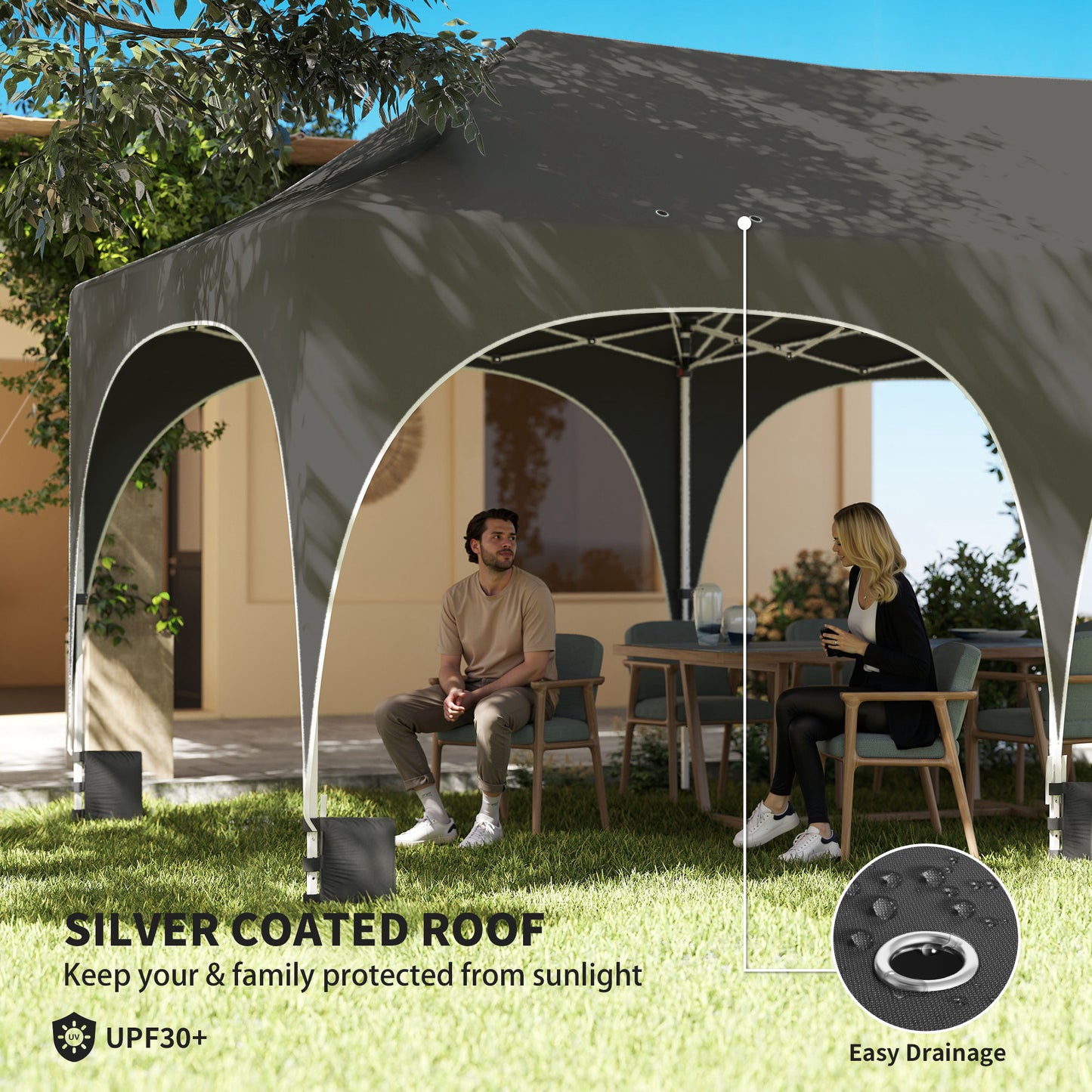 3 x 6m Pop Up Gazebo Shelter with Sides, 6 Sandbags