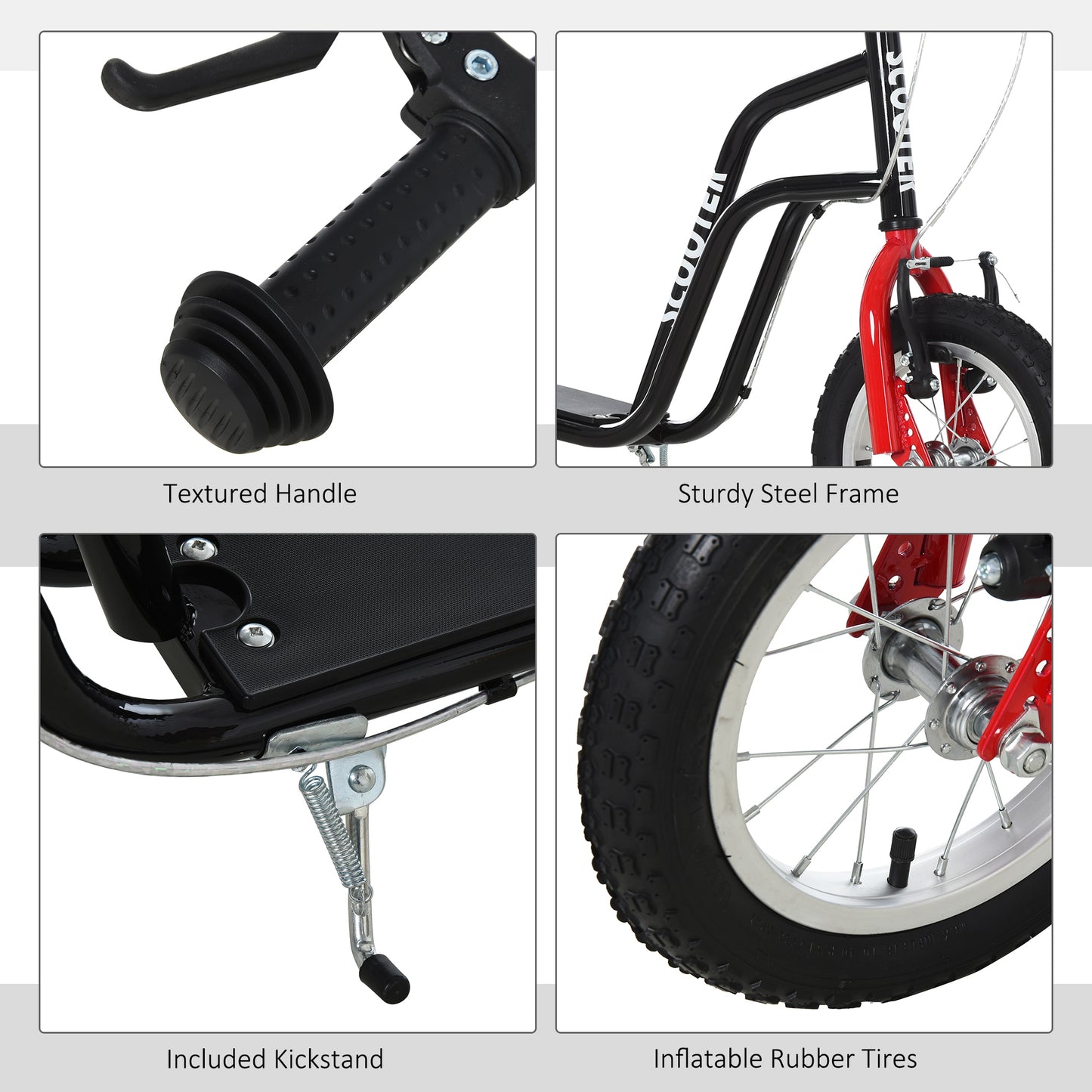 Teen Kick Scooter with Adjustable Handlebar, Inflatable Wheels