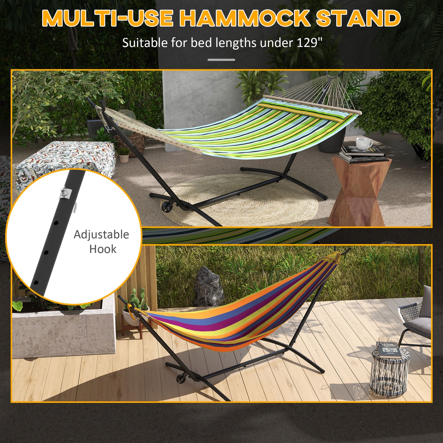 9.5ft Hammock Stand, Portable Hammock with Wheels