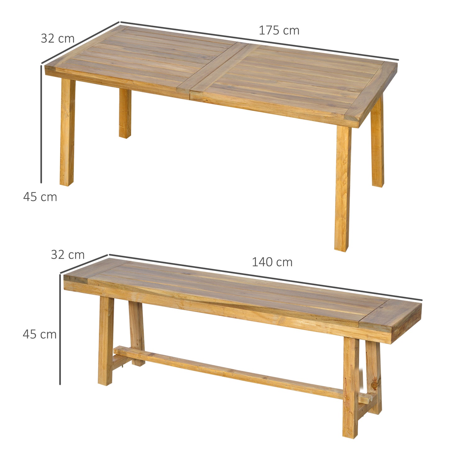 3 Pieces Picnic Bench Set with Table and 2 Benches (1)