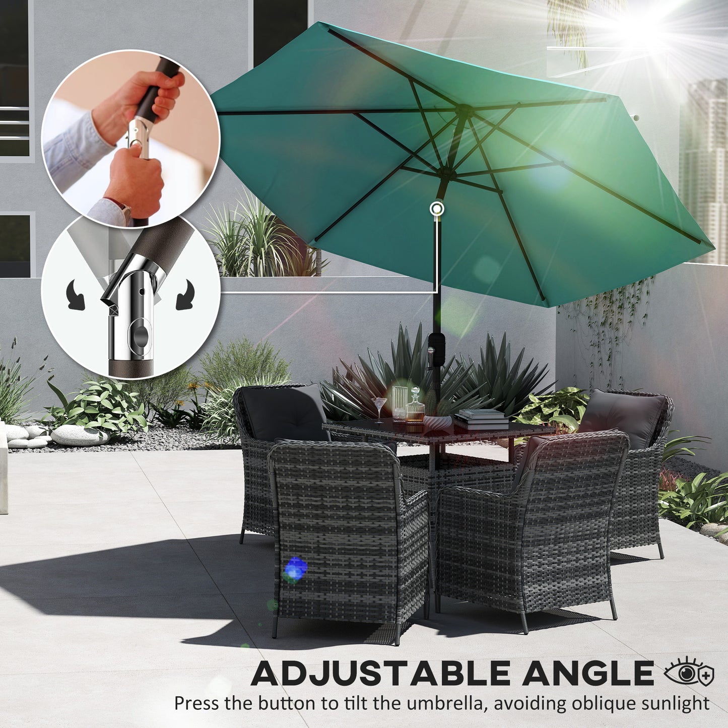 2.6 m Garden Parasol Umbrella with Aluminium Pole