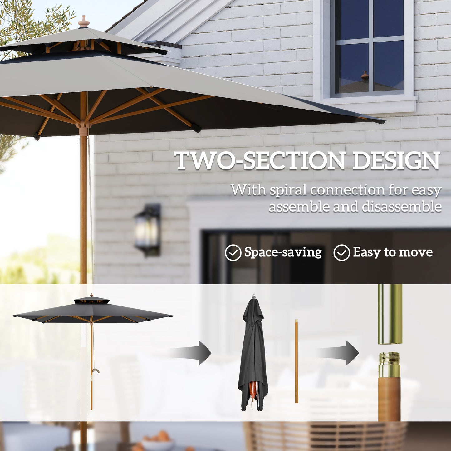 3 m Square Garden Parasol