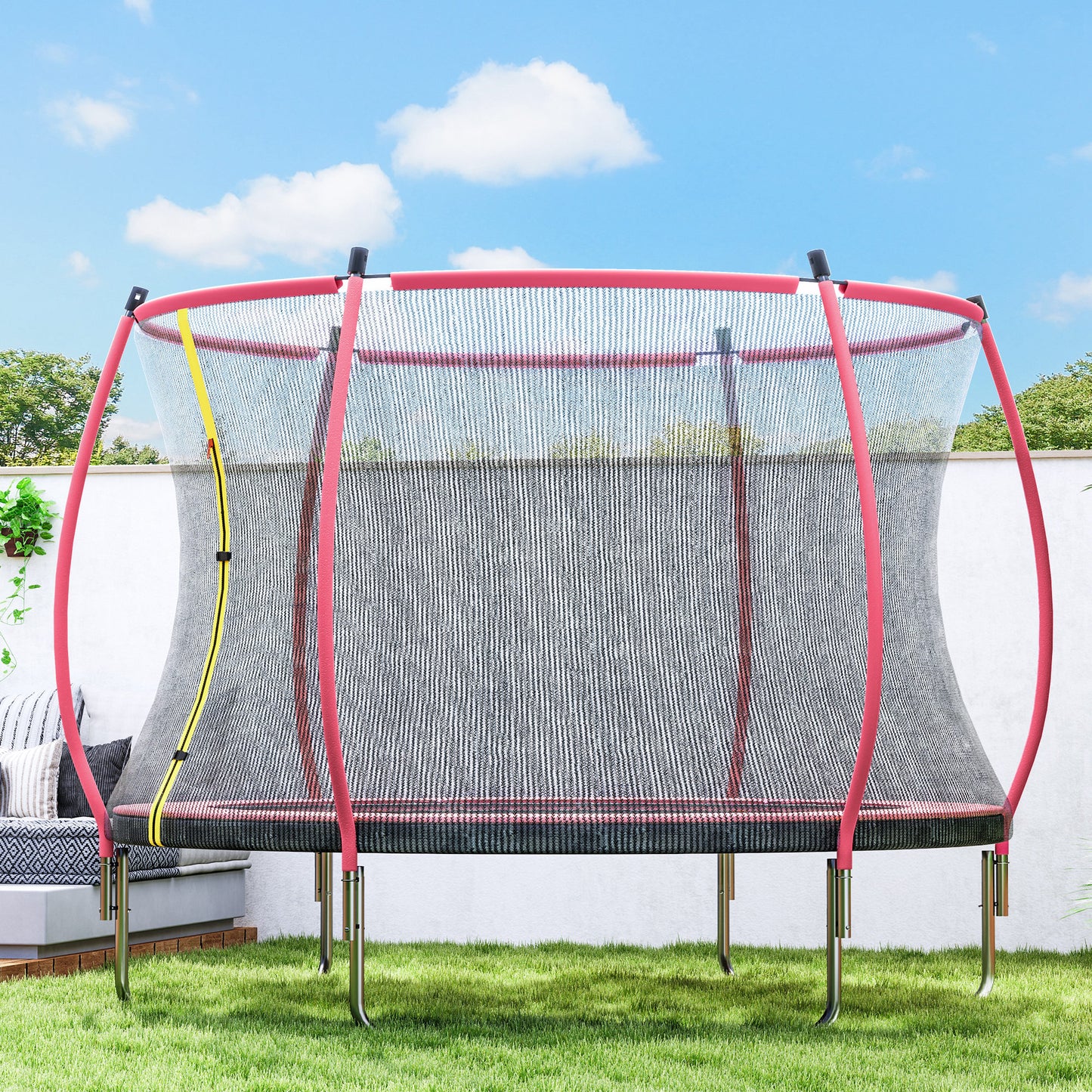 10ft Outdoor Trampoline with Enclosure Net, Spring Cover