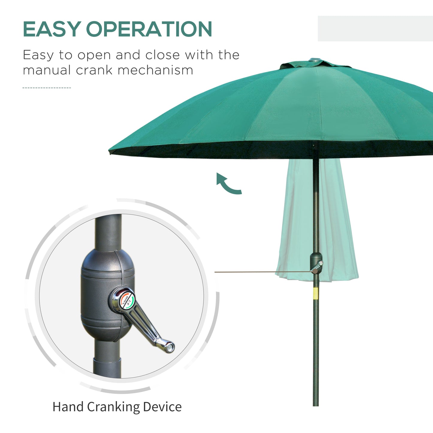 2.5m Shanghai Garden Parasol Umbrella with Crank & Tilt (1)