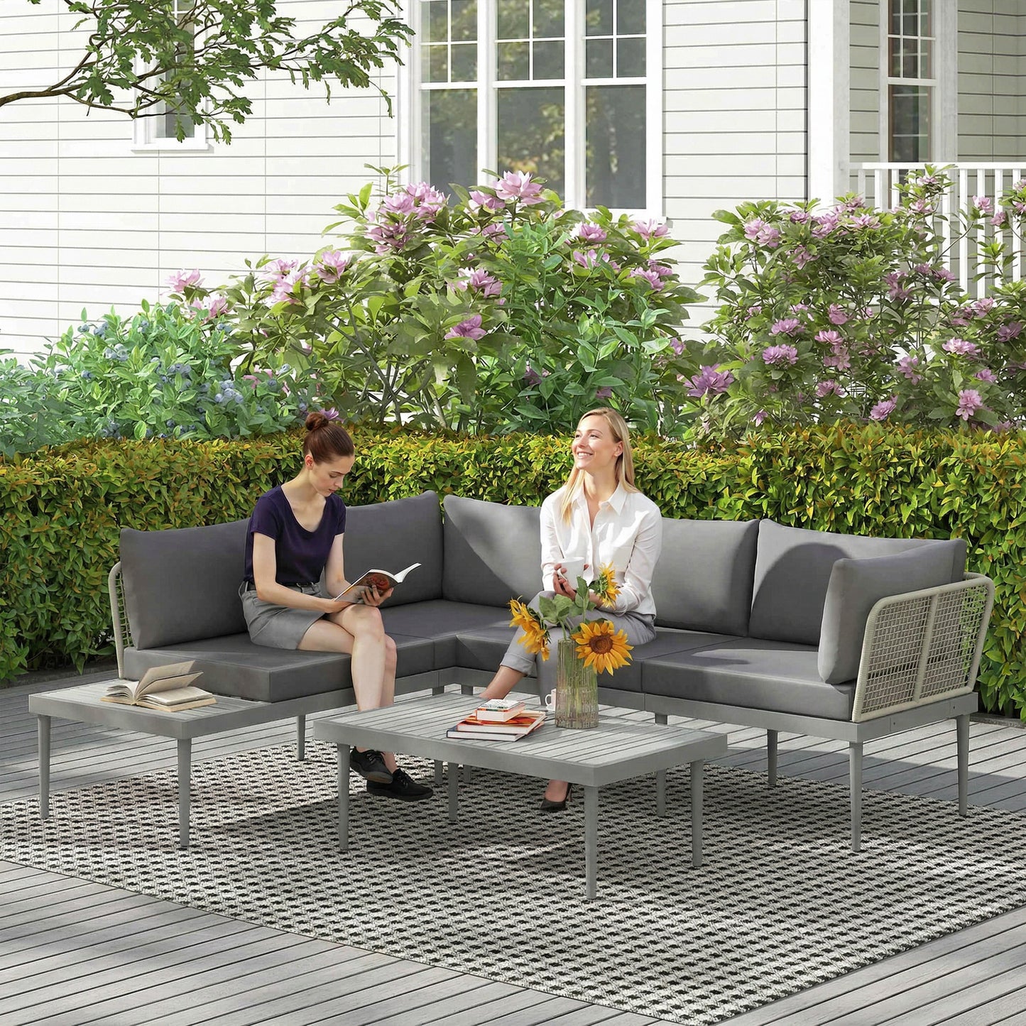 Thee-Piece 'L' Rattan Sofa Set