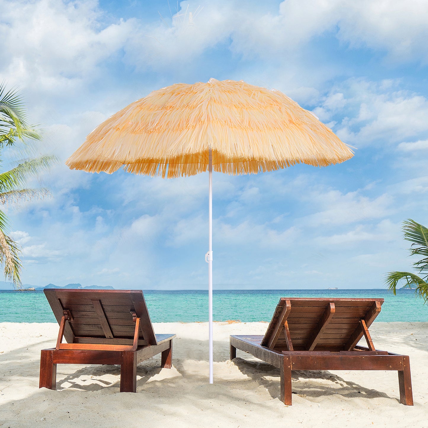 1.6m Patio Garden Hawaii Beach Sun Umbrella Sunshade Hawaiian