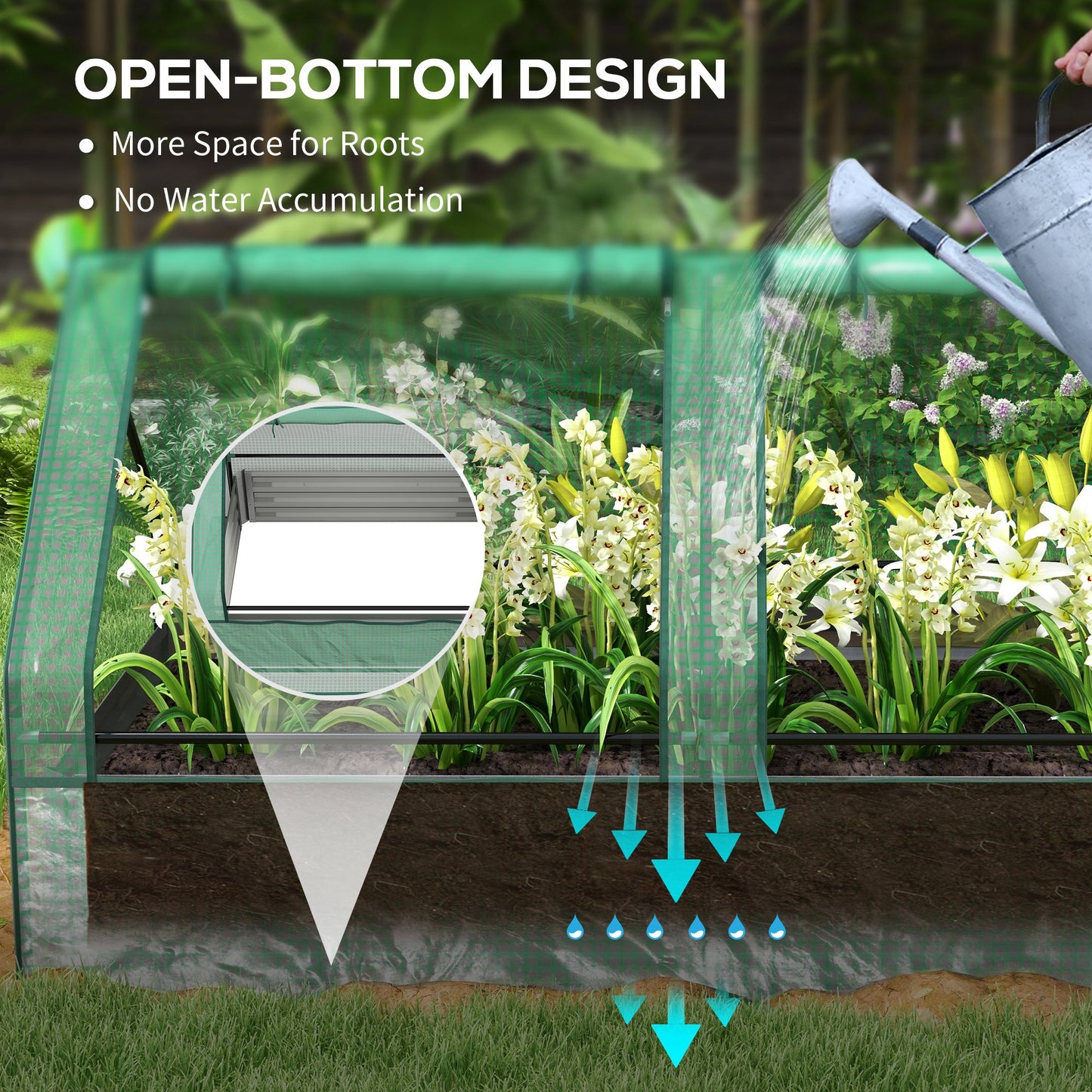 Metal Planter Box with Cover, Raised Garden Bed with Greenhouse