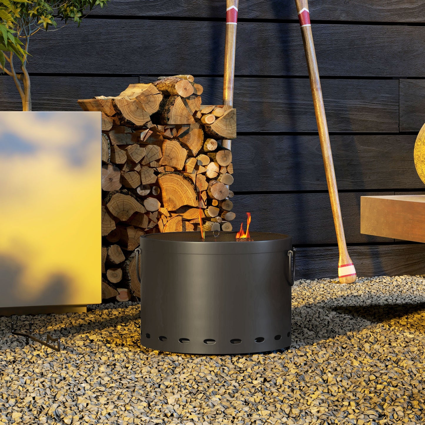 Smokeless Fire Pit, 38cm Portable Wood Burning Firepit