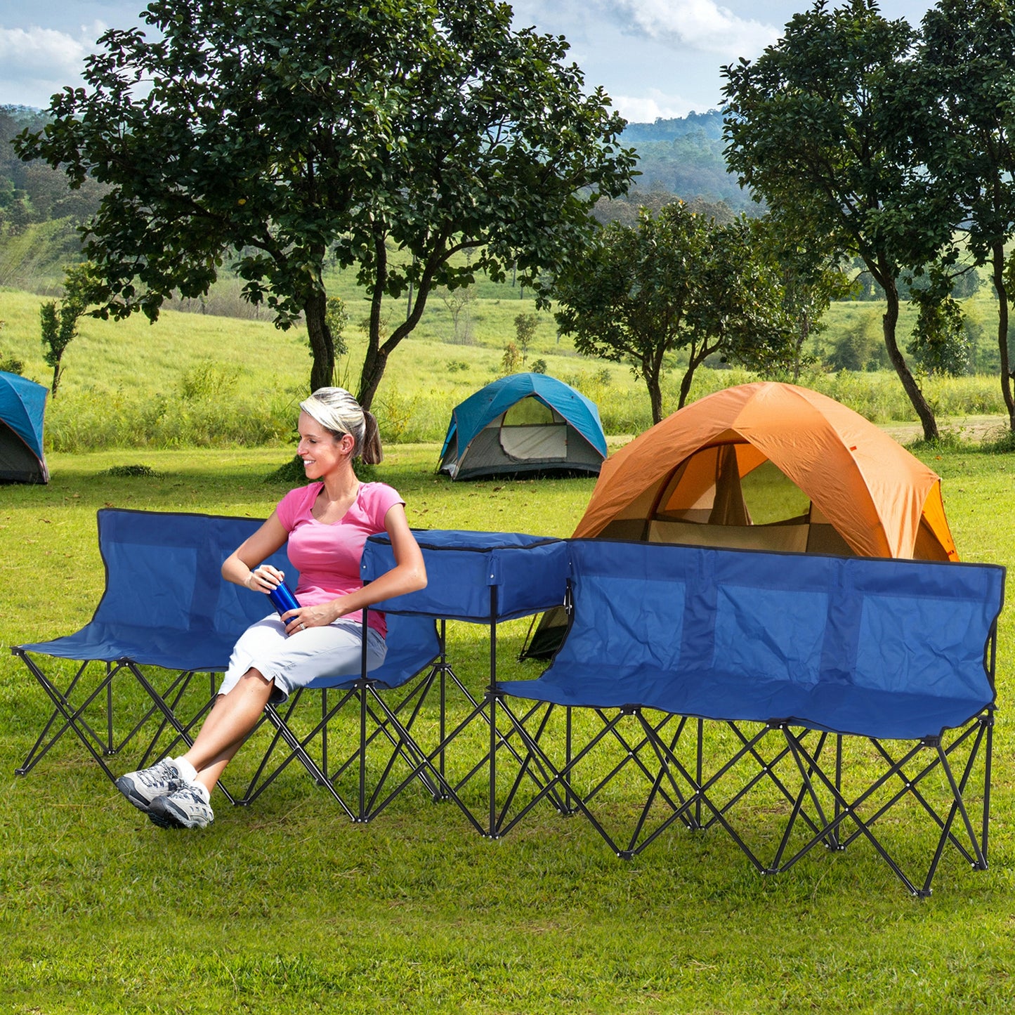 6 Seat Folding Sports Bench Portable Sports Team Bench Spectator