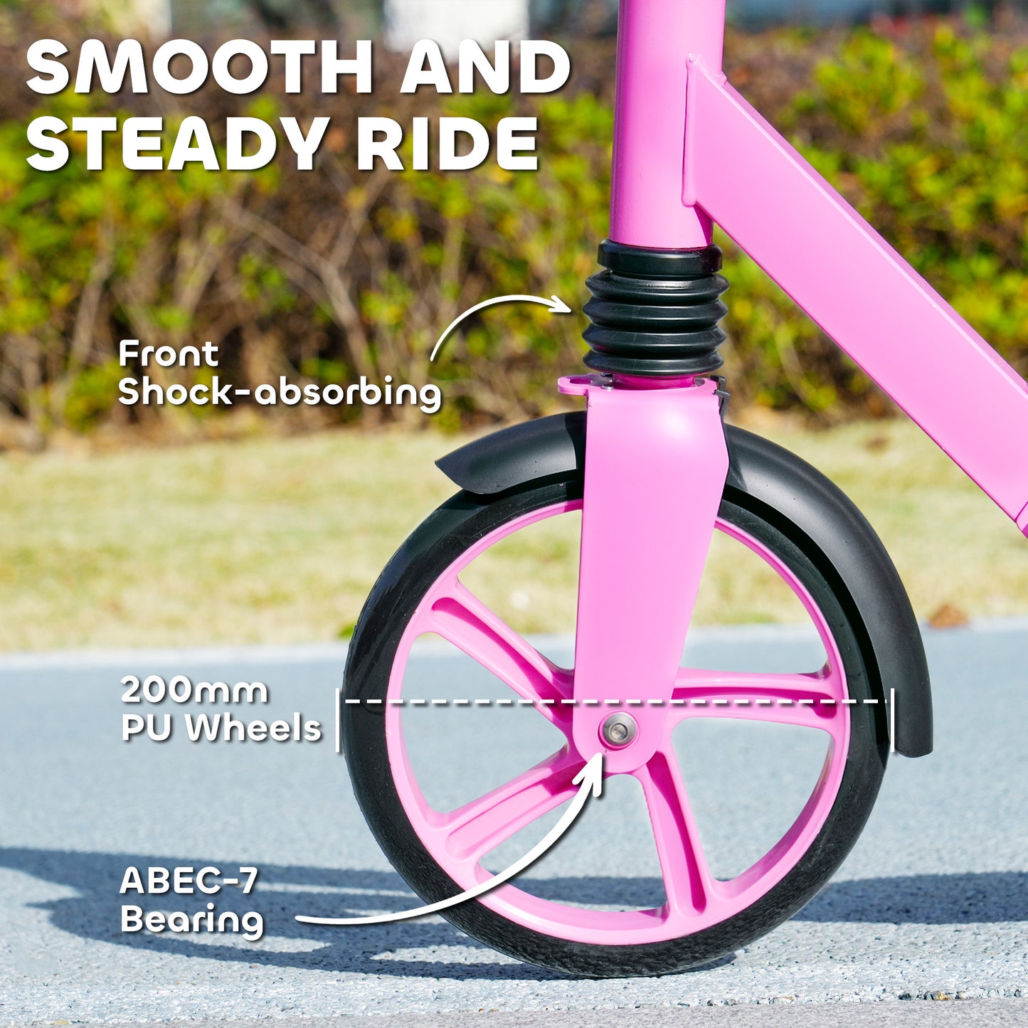 Foldable Kids Scooter with Adjustable Handlebar, 200mm Big Wheel