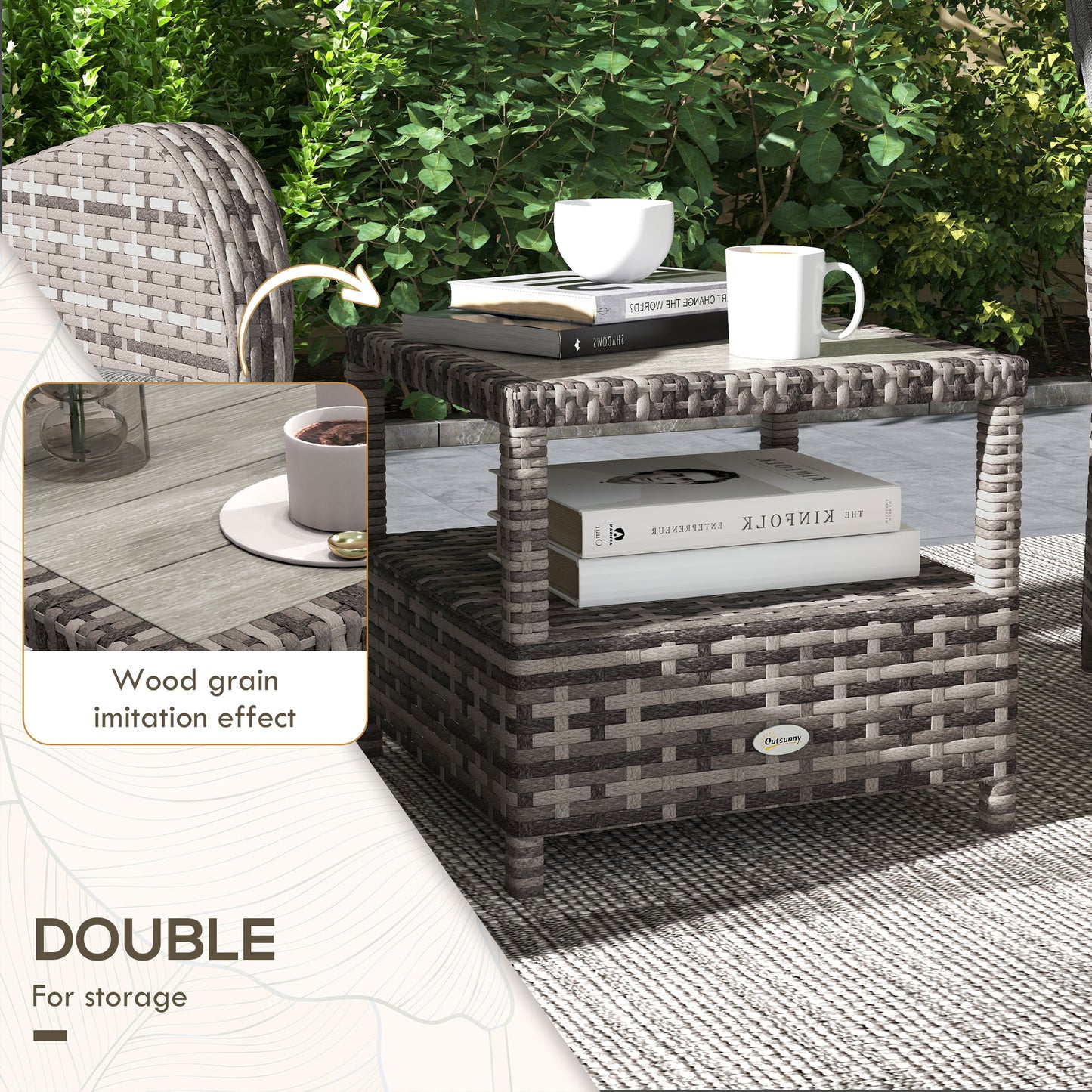 2 Seater Patio Rattan No Installation Chaise Lounge Sofa Set