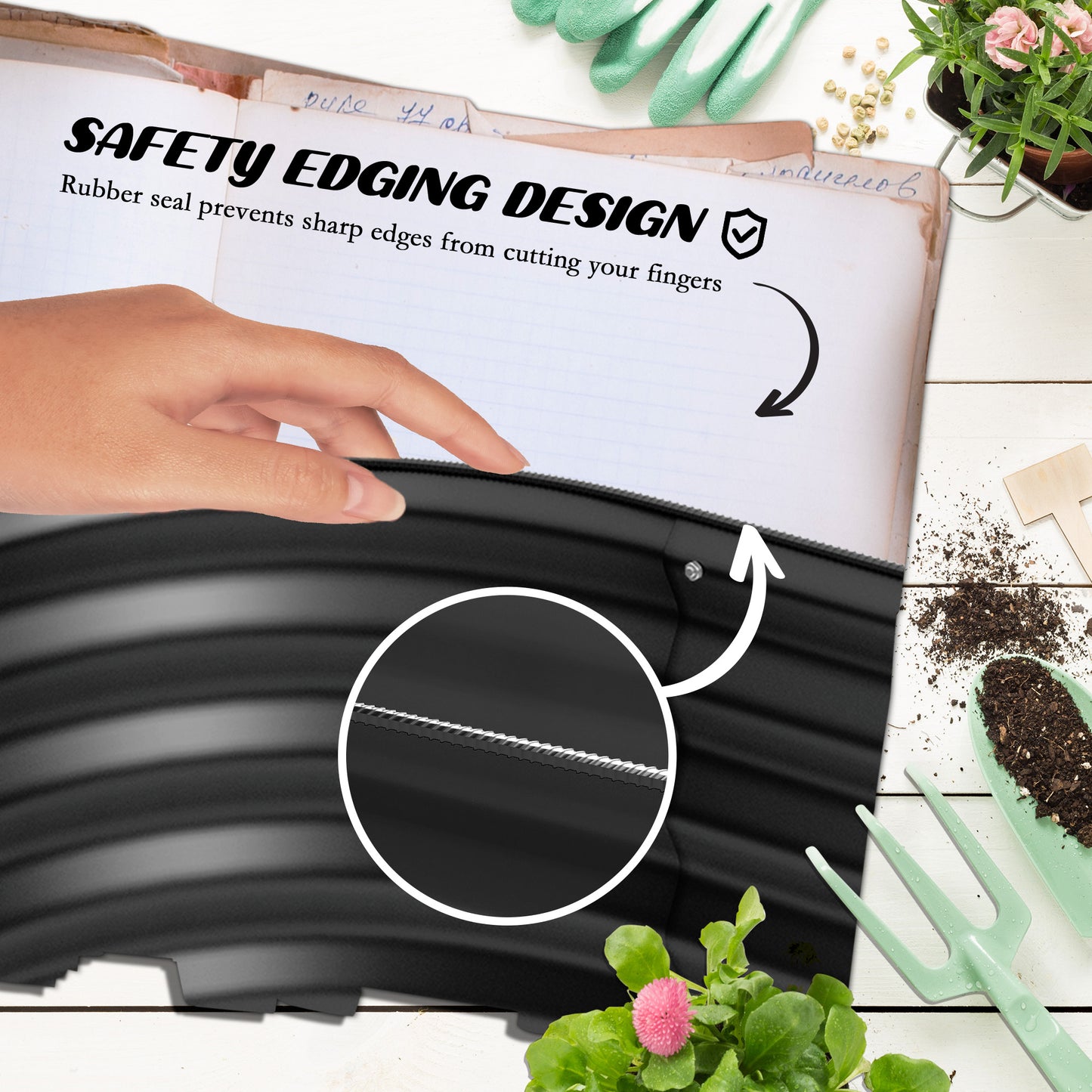 Galvanised Raised Garden Bed, Metal Planter Box with Safety Edging (5)