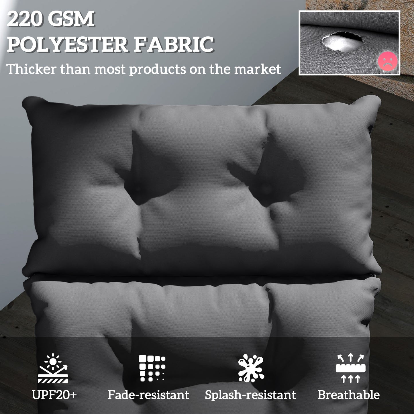 Sun Lounger Cushion Only, 190 x 56 x 10 cm Garden Lounge Chair