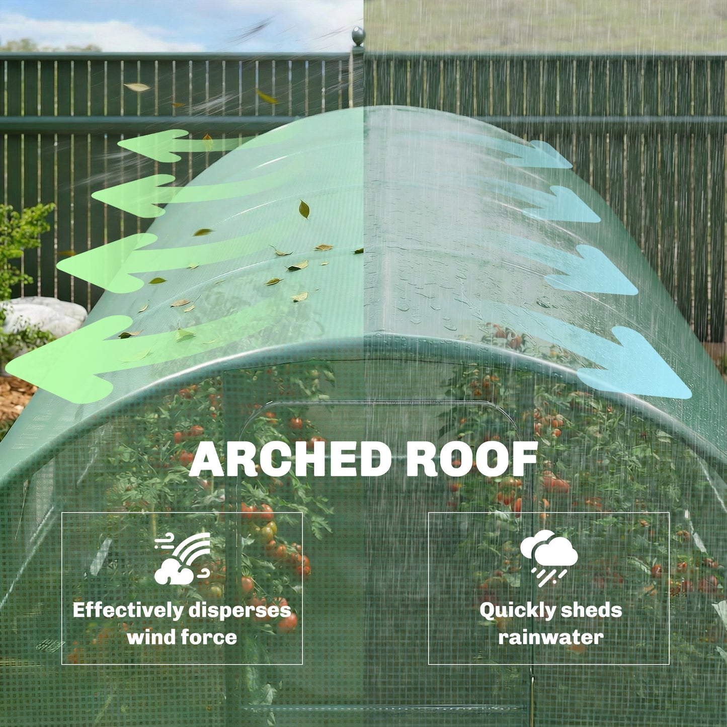3 x 4 m Walk-in Polytunnel Greenhouse with Hinged Door