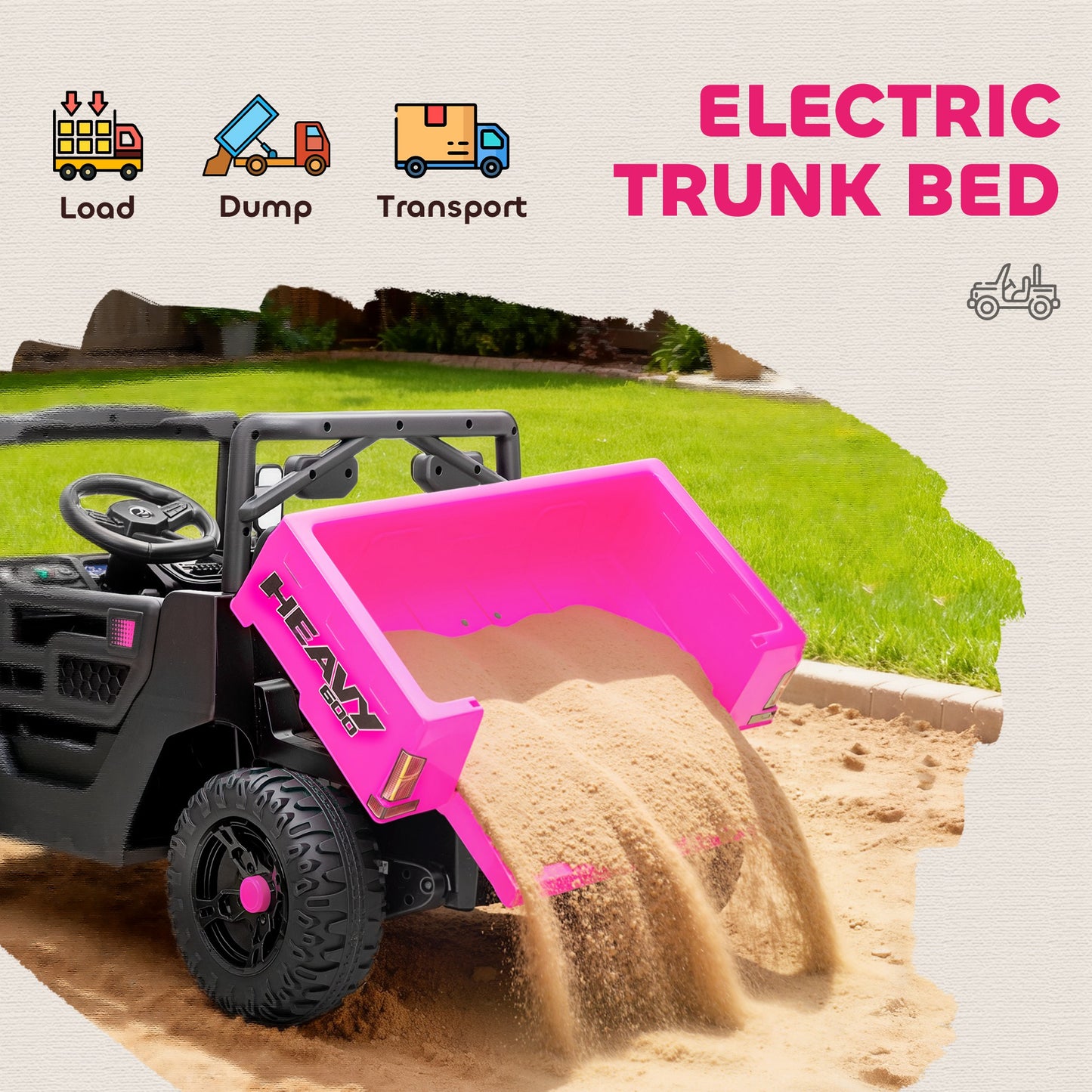 Kids Ride on Car, 12V Electric Kids UTV with Electric Dump Bed