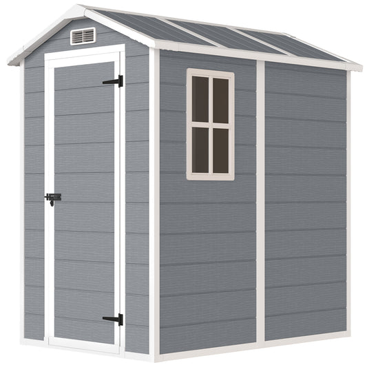 4 x 6ft Garden Shed, Plastic Shed with Floor, Window