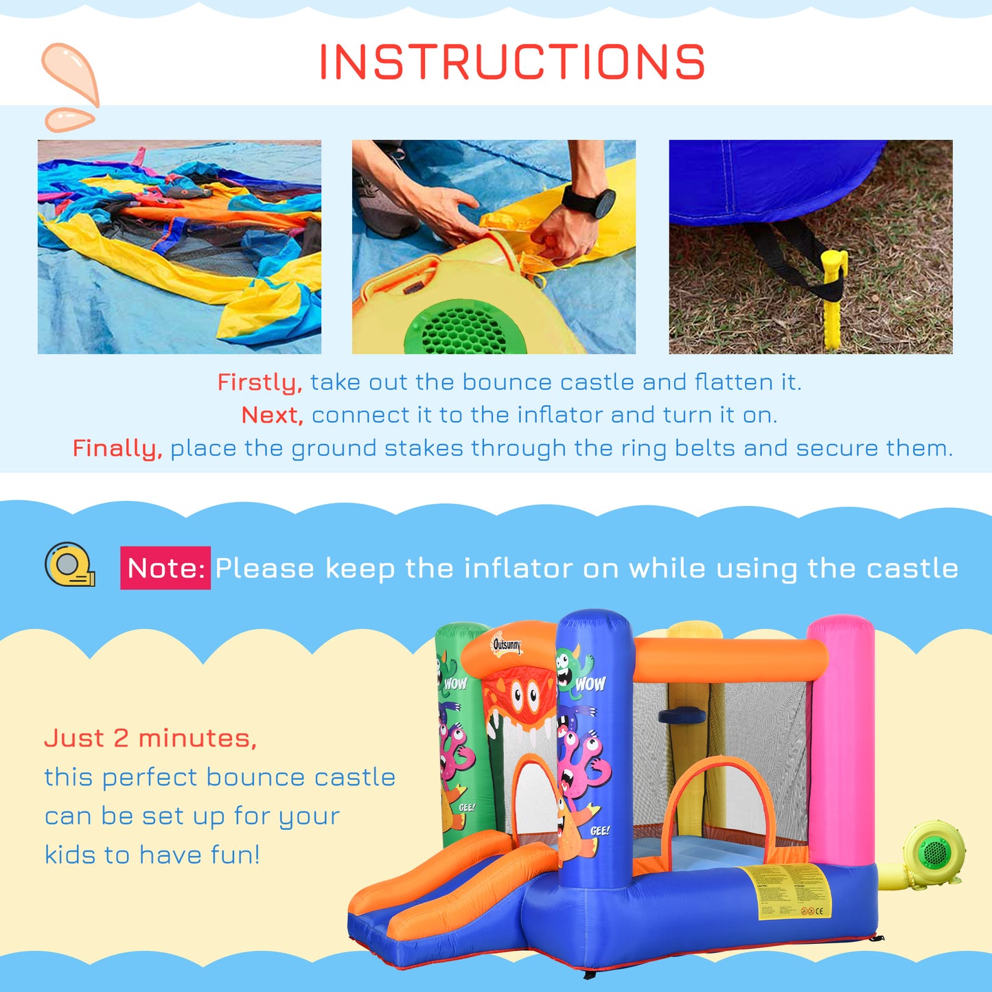 Bouncy Castle Inflatable Basket Trampoline Slide Monster Design 180