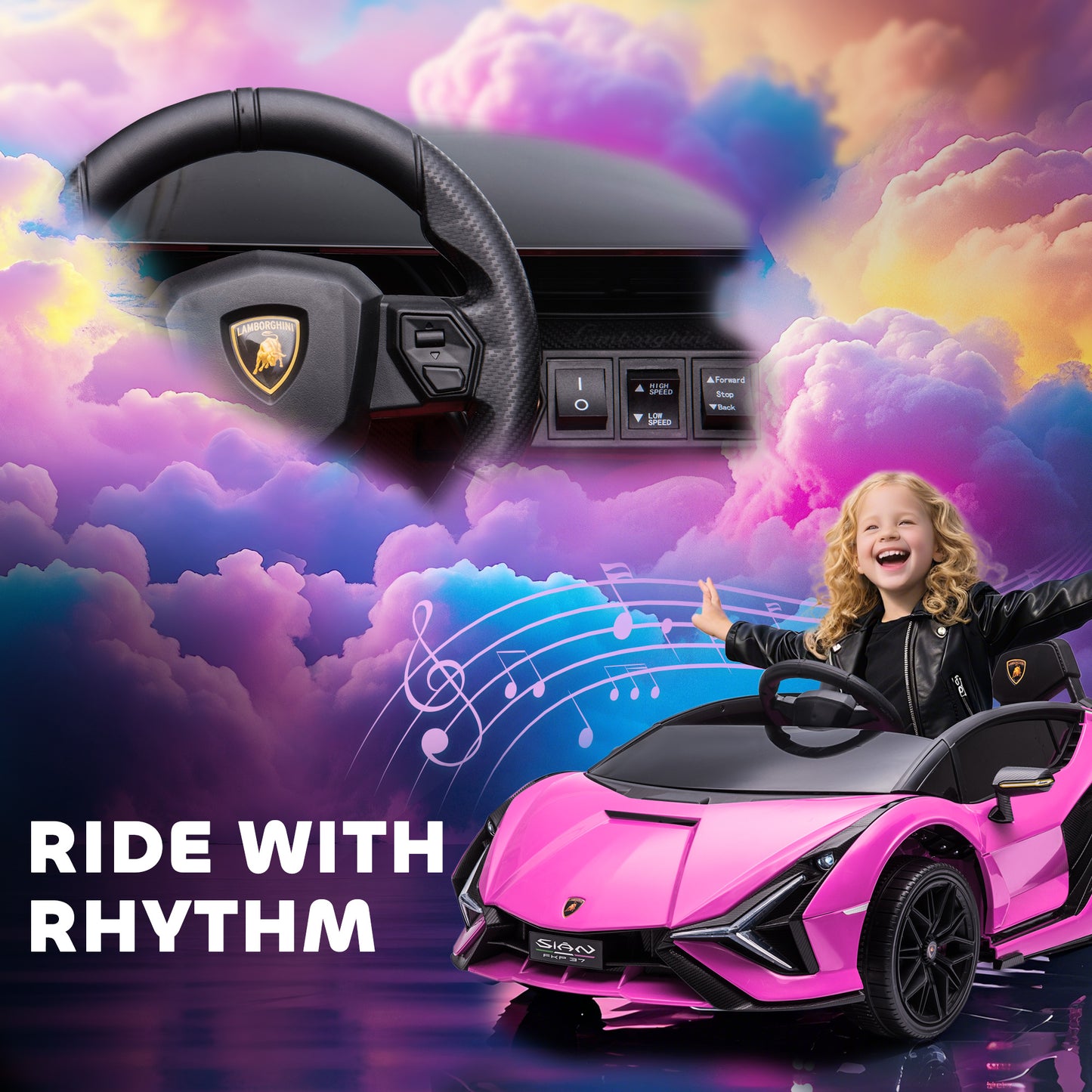 Lamborghini Sian Licensed 12V Electric Car for Kids 2 Motors Toy Car